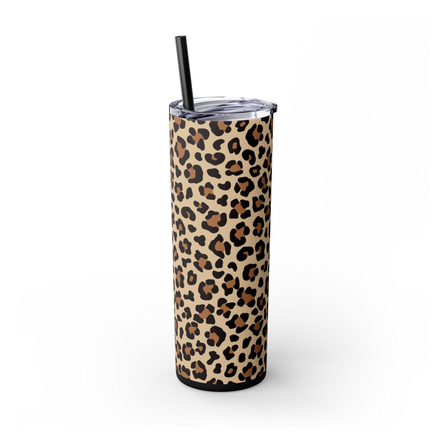 Leopard Print Skinny Tumbler with Straw, 20oz