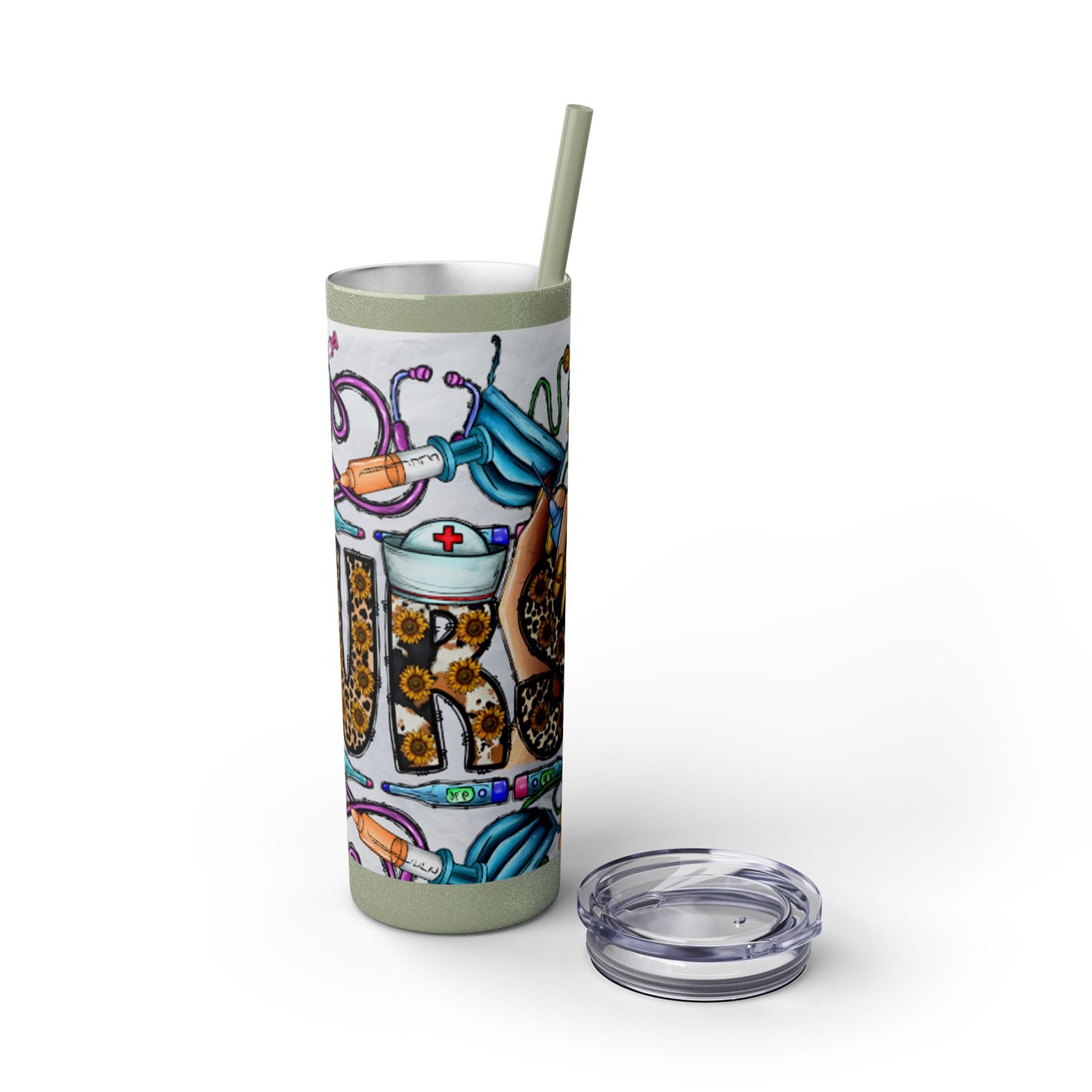 Nurse Skinny Tumbler with Straw, 20oz