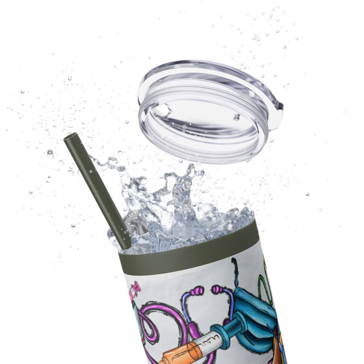 Nurse Skinny Tumbler with Straw, 20oz