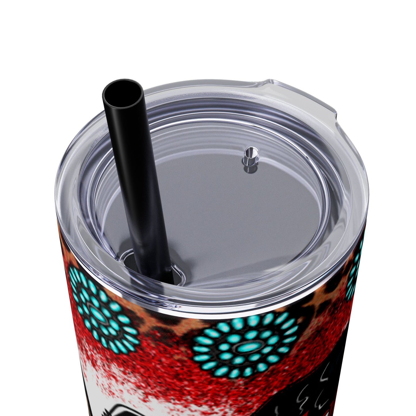 Skull Mom Skinny Tumbler with Straw, 20oz