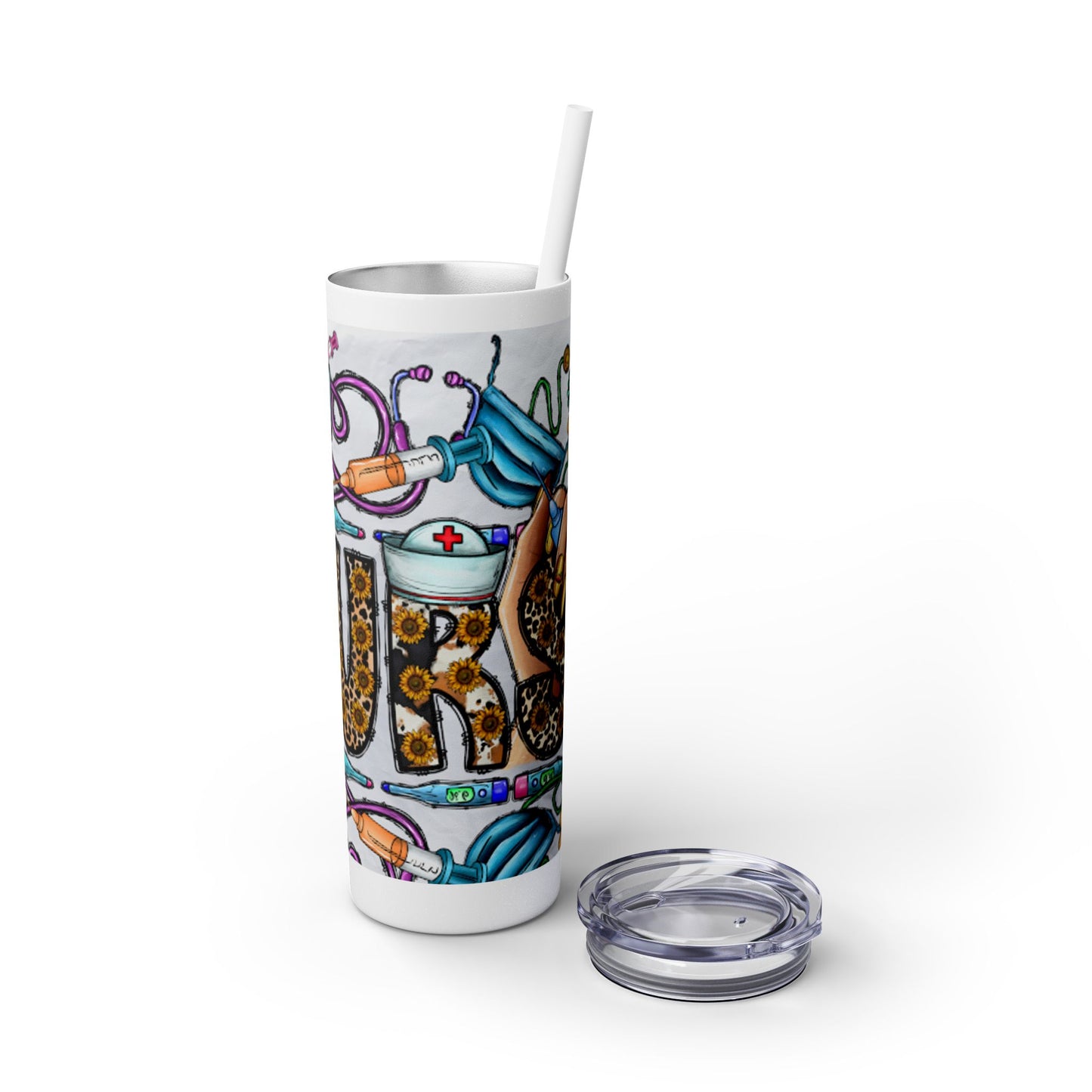 Nurse Skinny Tumbler with Straw, 20oz