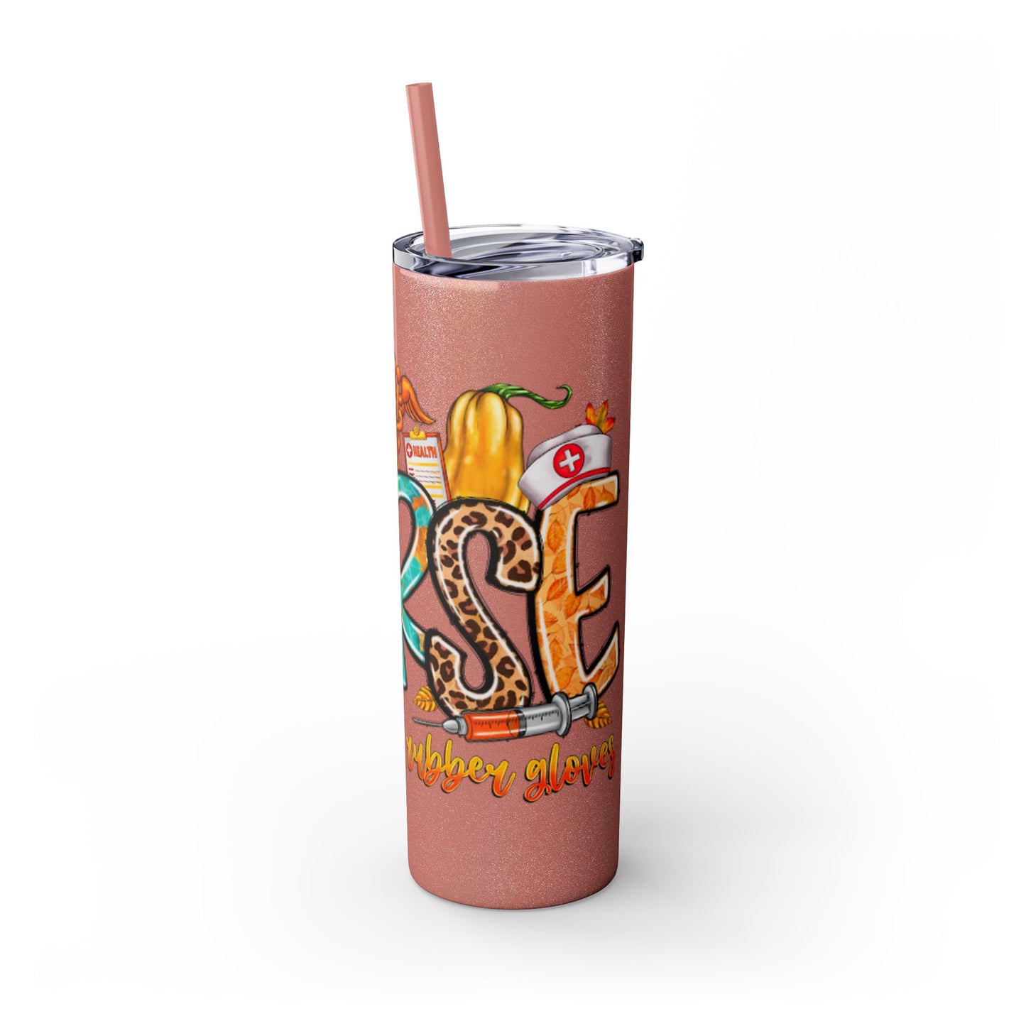 Fall Nurse Skinny Tumbler with Straw, 20oz