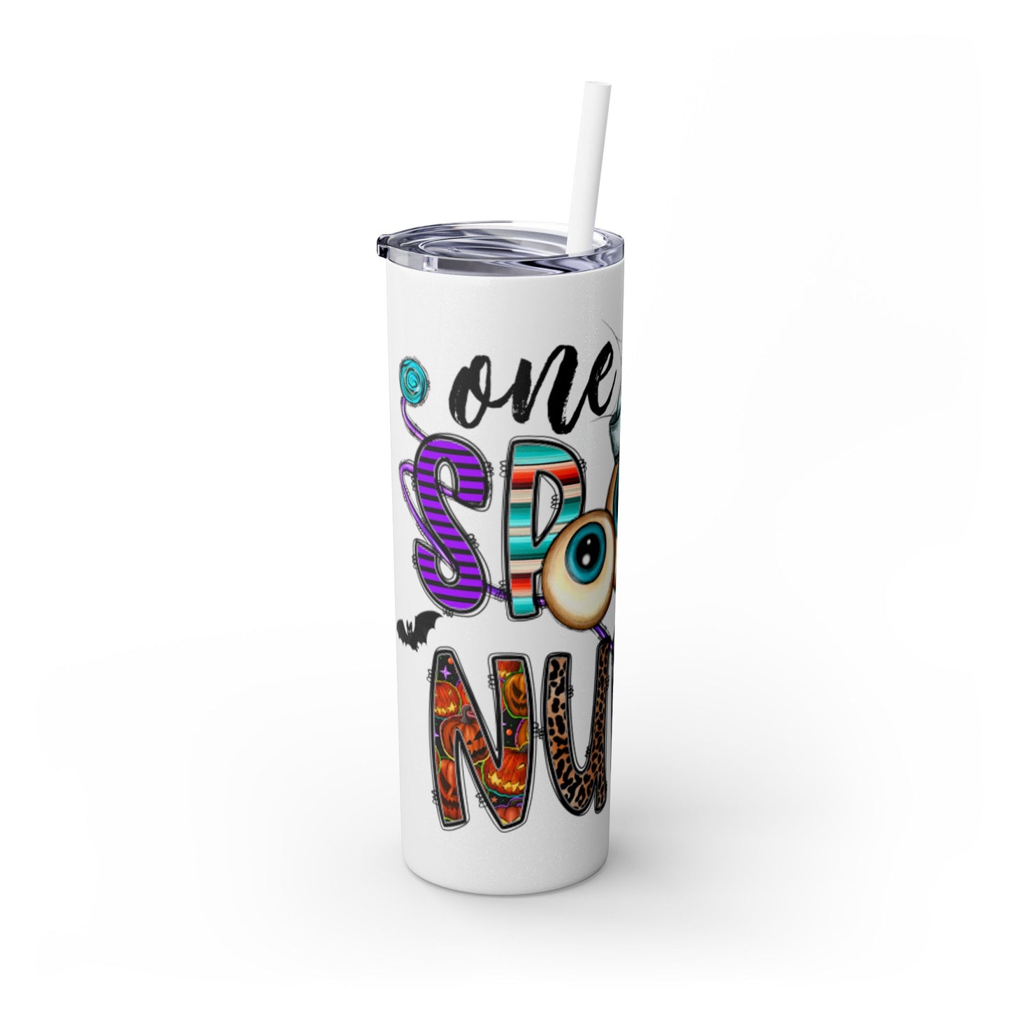 Spooky Nurse Skinny Tumbler with Straw, 20oz