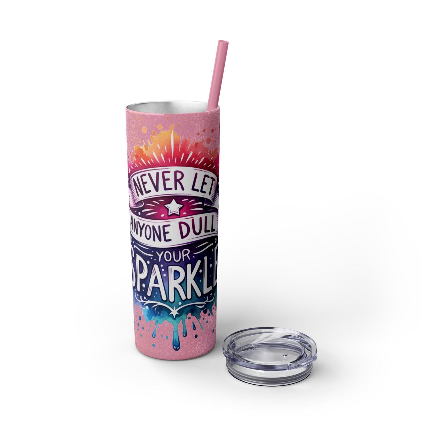 “Sparkle” Skinny Tumbler with Straw, 20oz