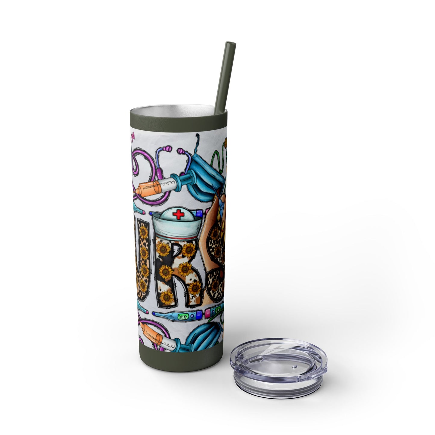 Nurse Skinny Tumbler with Straw, 20oz