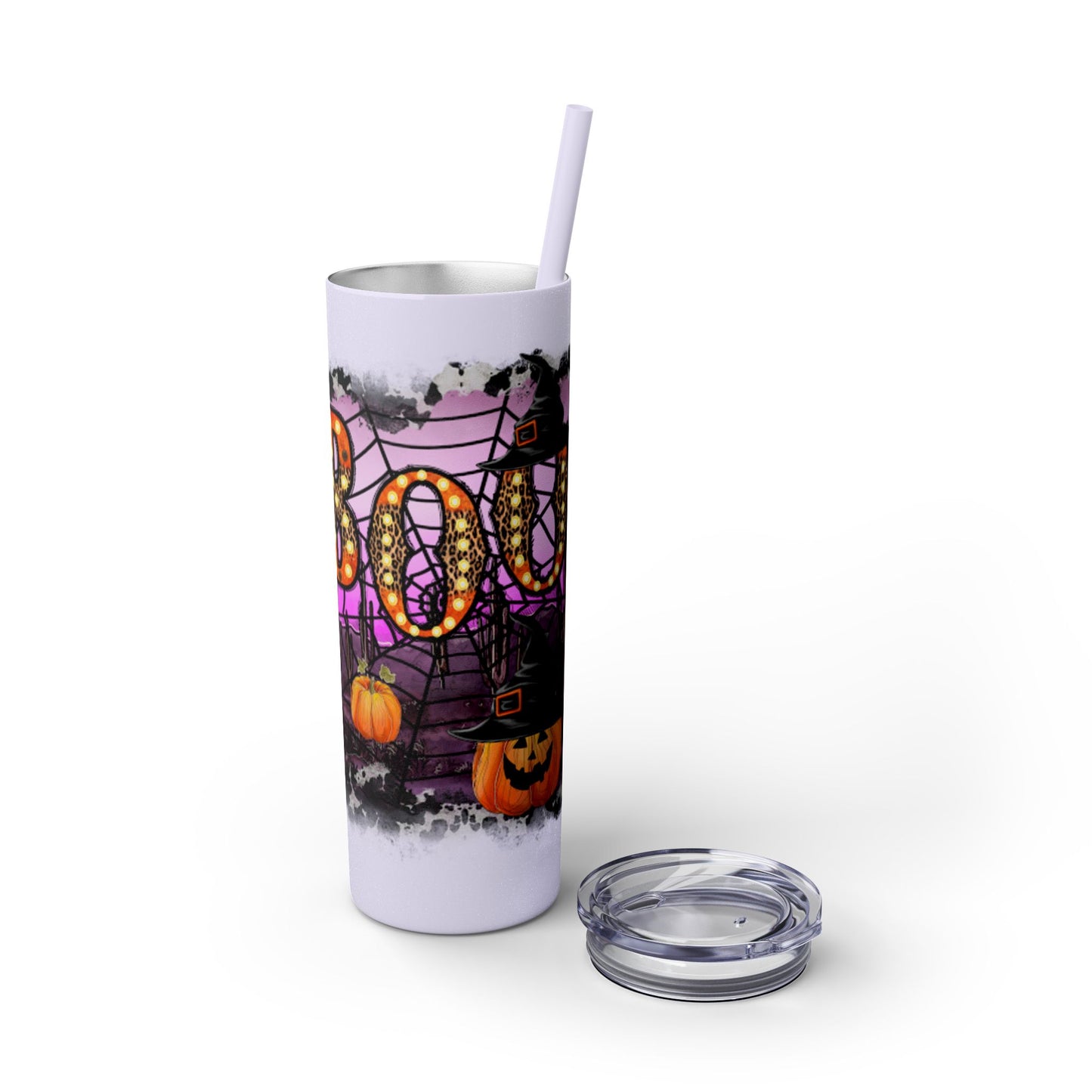 Halloween Boo Skinny Tumbler with Straw, 20oz