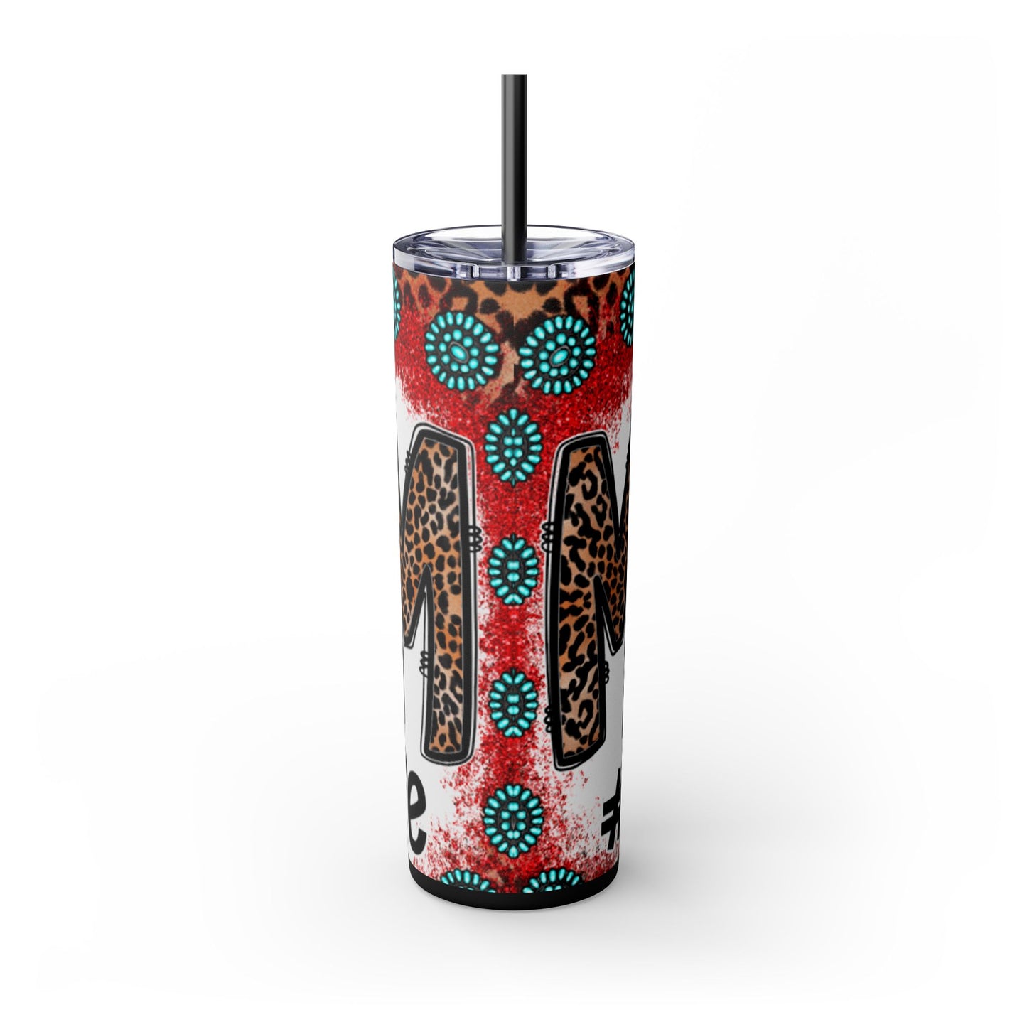 Skull Mom Skinny Tumbler with Straw, 20oz