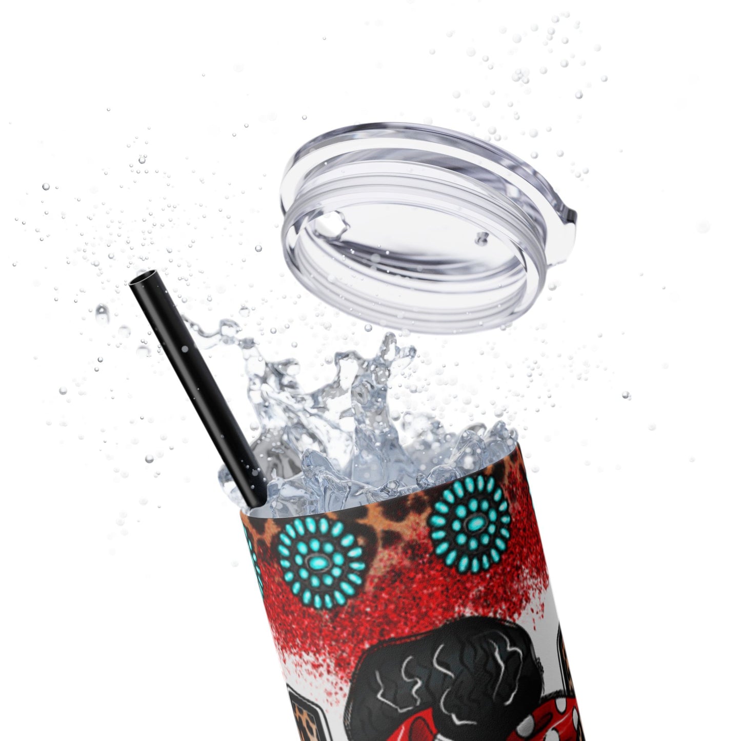 Skull Mom Skinny Tumbler with Straw, 20oz