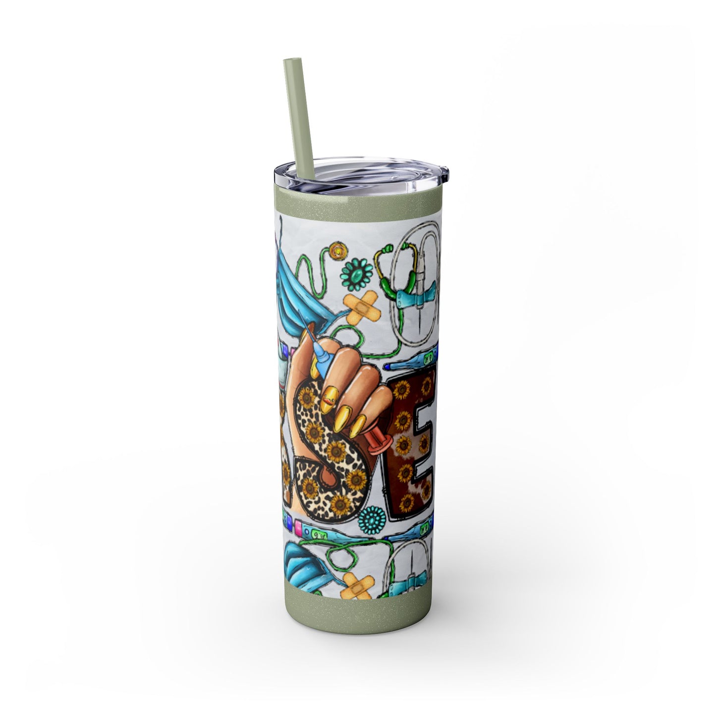 Nurse Skinny Tumbler with Straw, 20oz