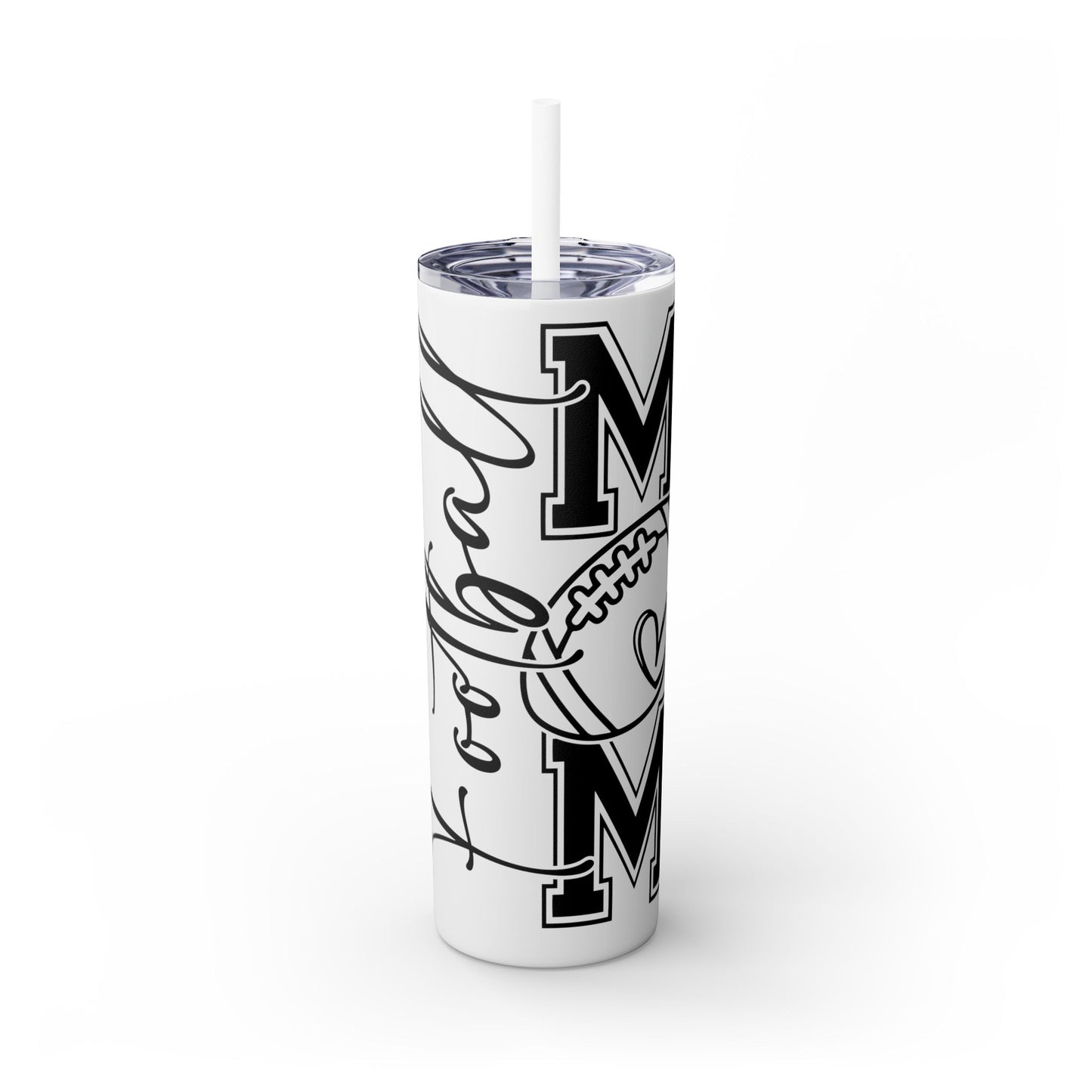 Football Mom Skinny Tumbler with Straw, 20oz