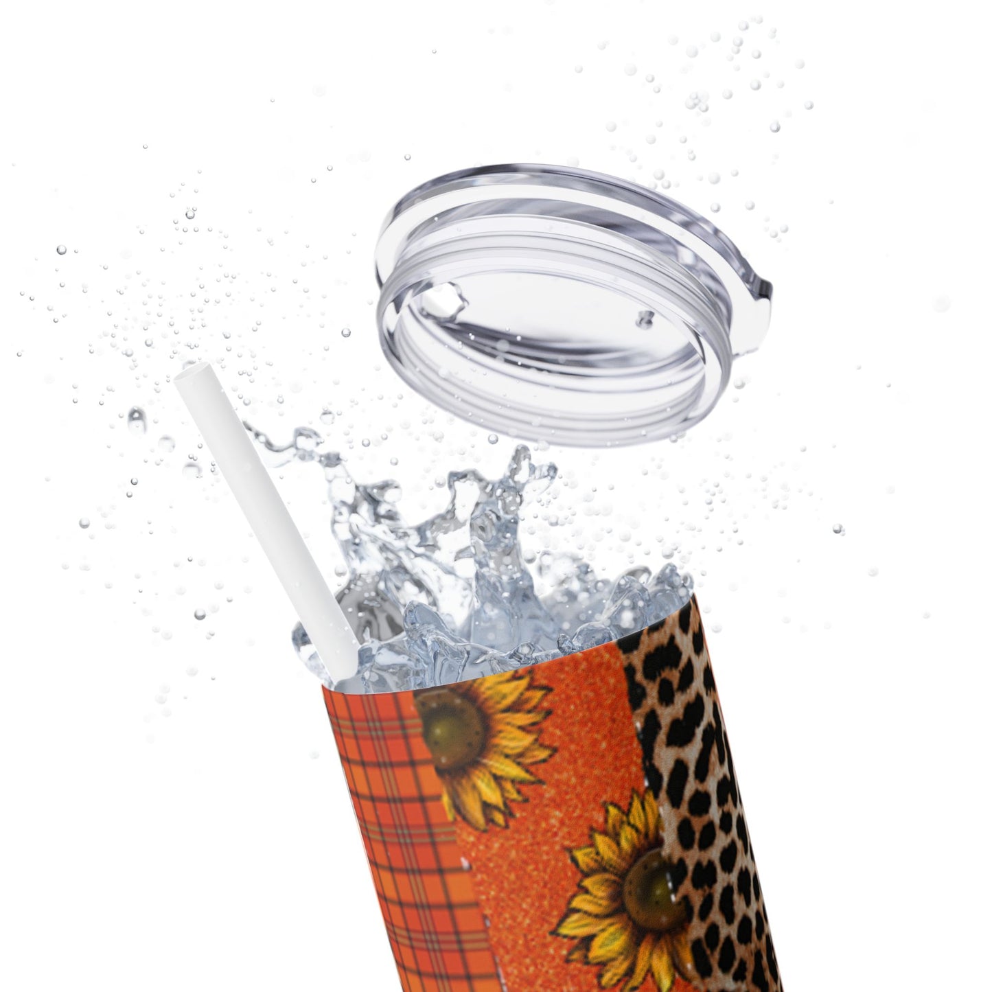 Fall Brush Stroke Skinny Tumbler with Straw, 20oz