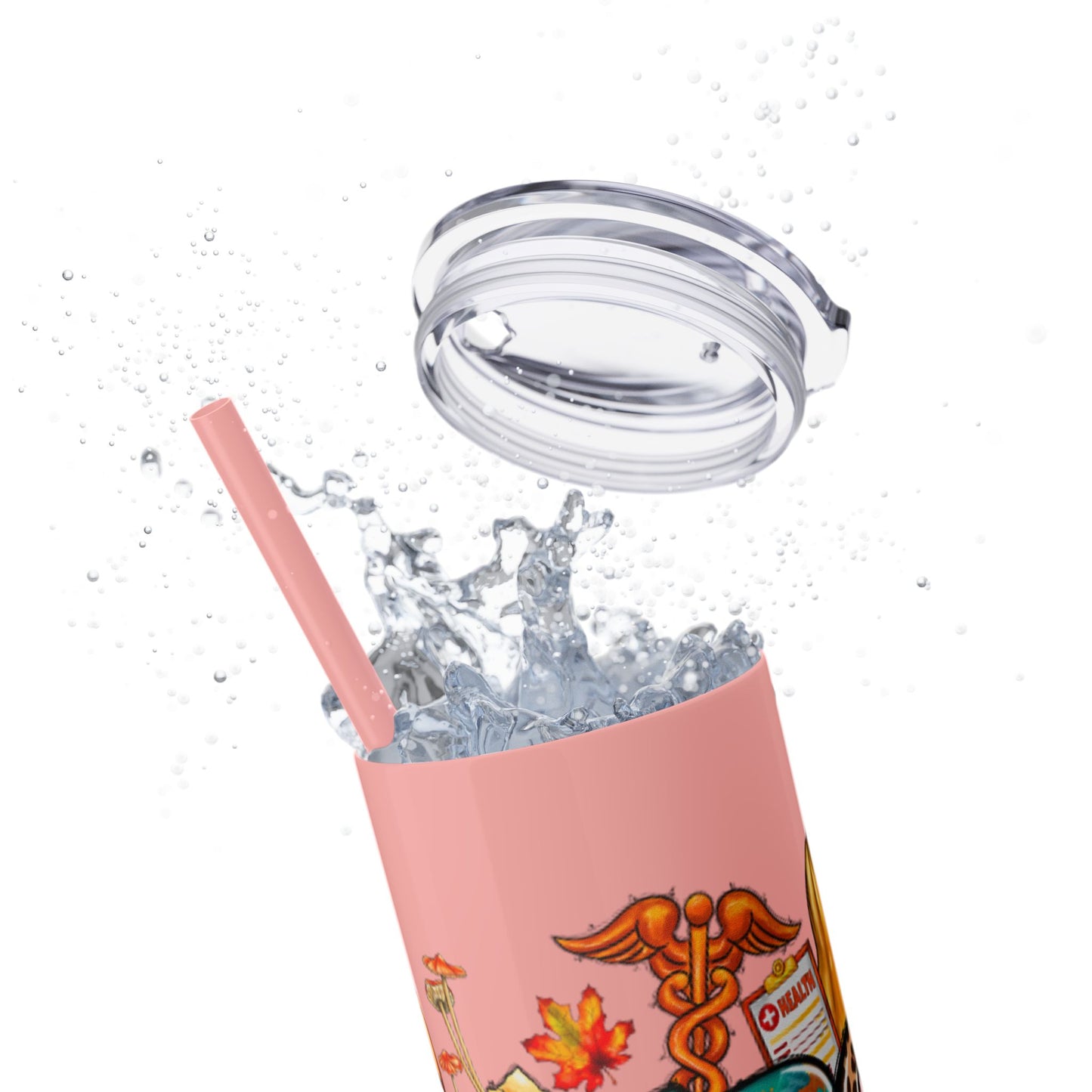 Fall Nurse Skinny Tumbler with Straw, 20oz