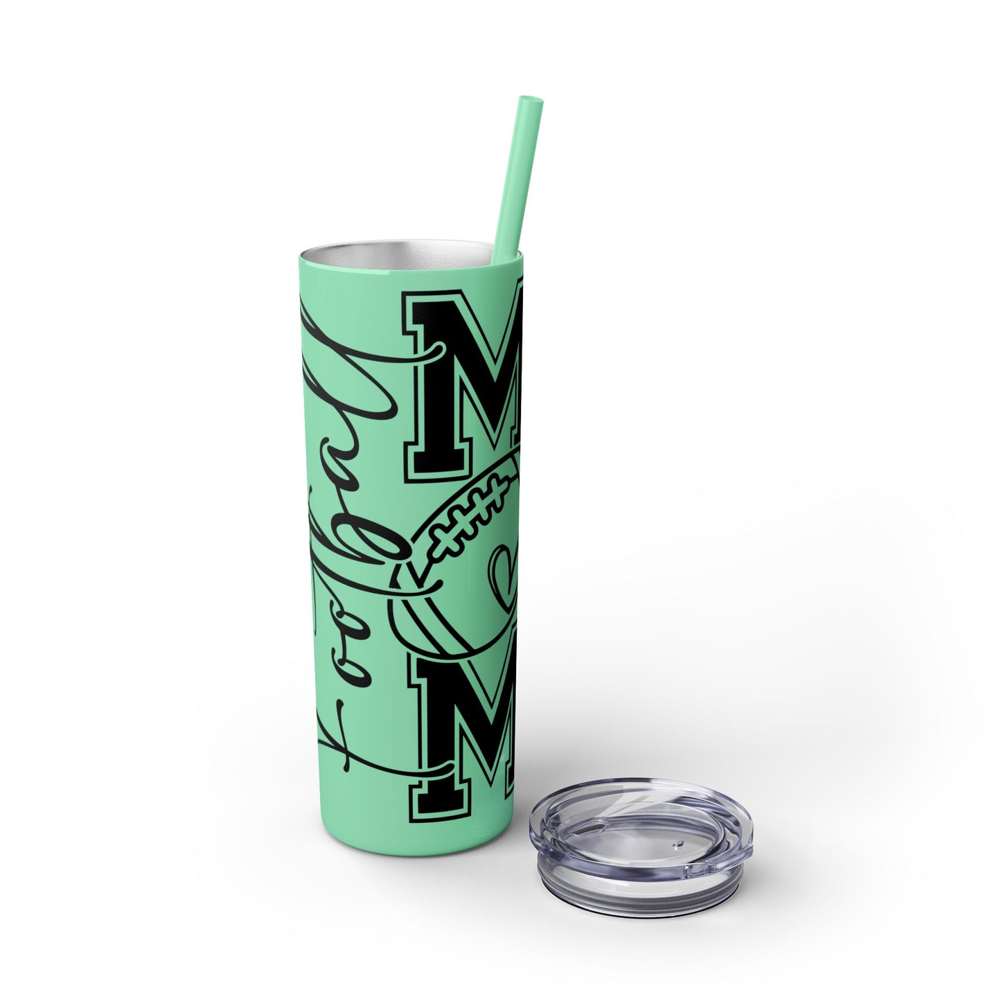 Football Mom Skinny Tumbler with Straw, 20oz