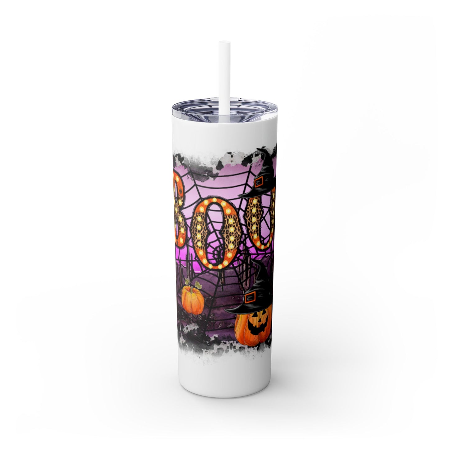 Halloween Boo Skinny Tumbler with Straw, 20oz