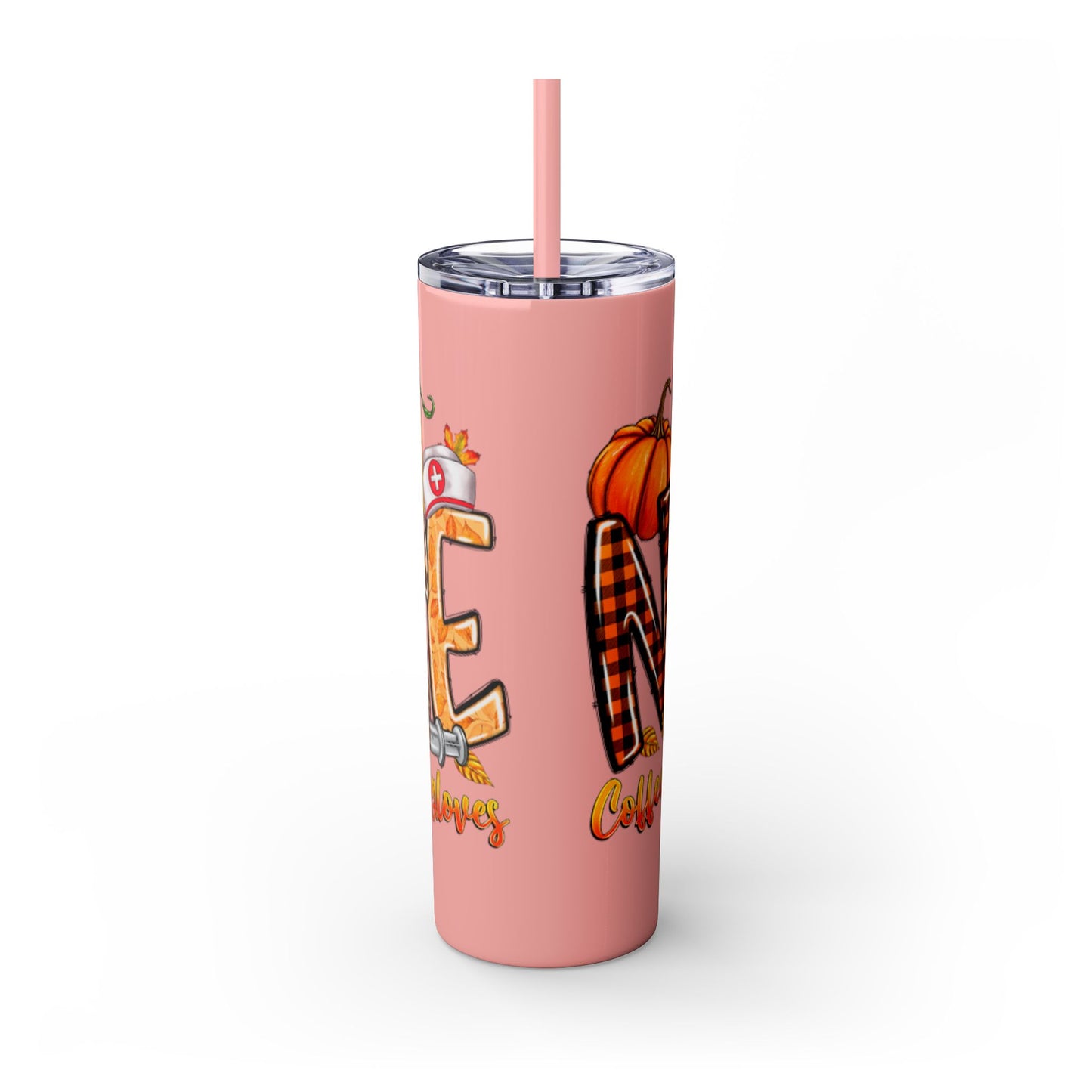 Fall Nurse Skinny Tumbler with Straw, 20oz