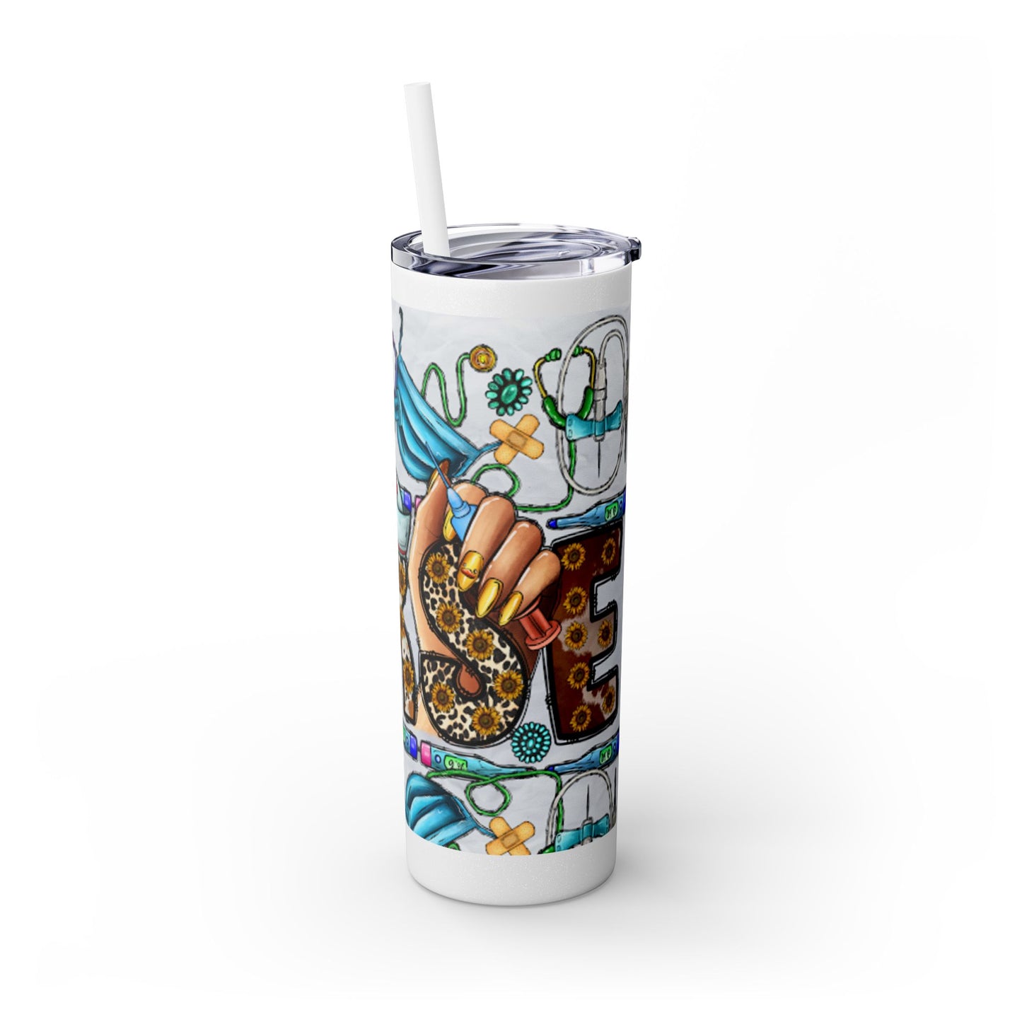 Nurse Skinny Tumbler with Straw, 20oz