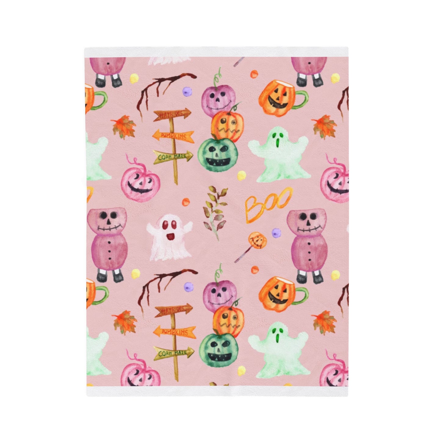 Pink Halloween Velveteen Plush Blanket