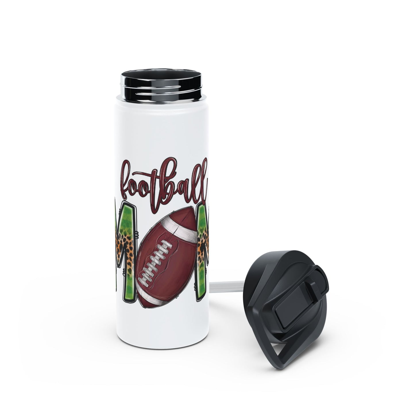 Football Mom Stainless Steel Water Bottle, Standard Lid