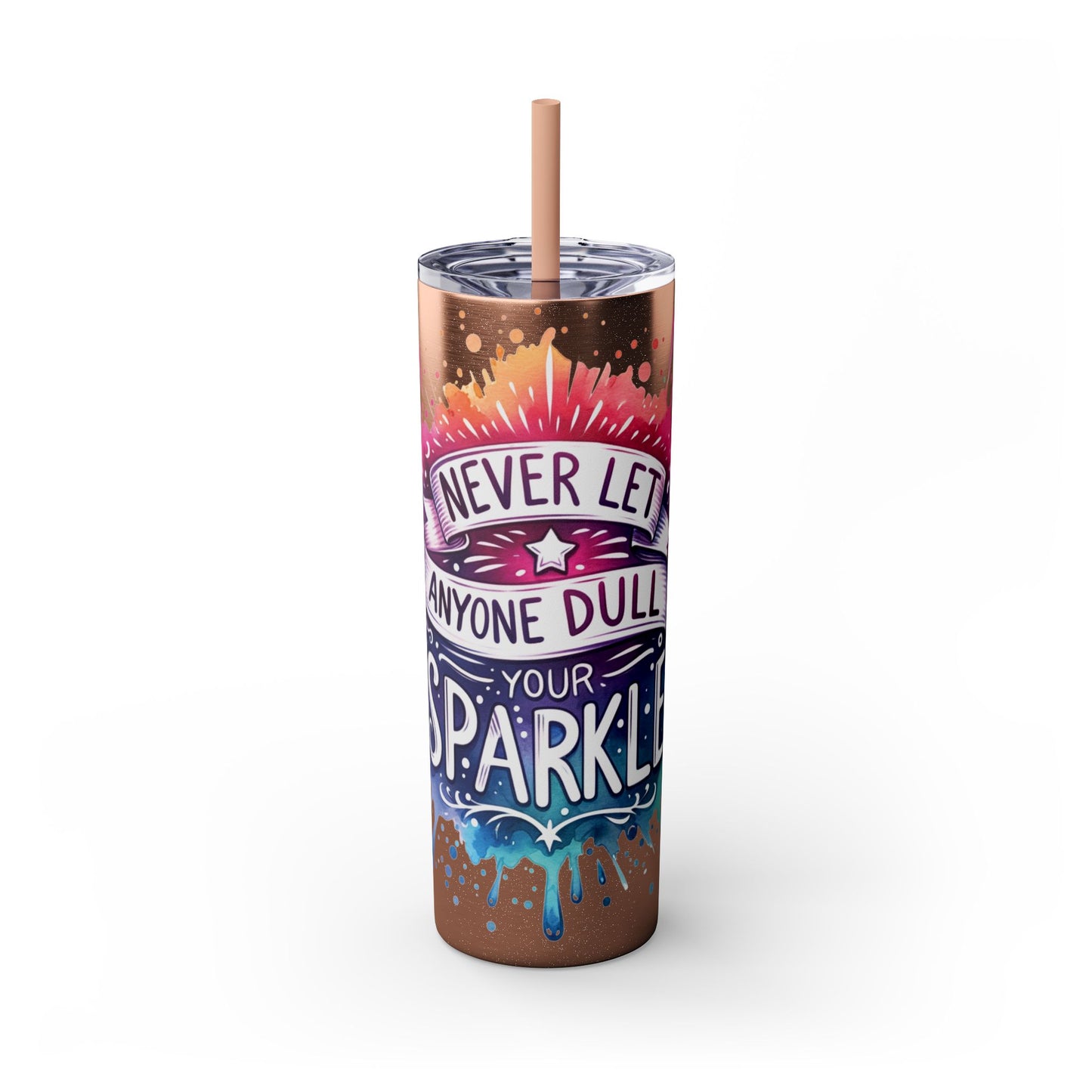 “Sparkle” Skinny Tumbler with Straw, 20oz