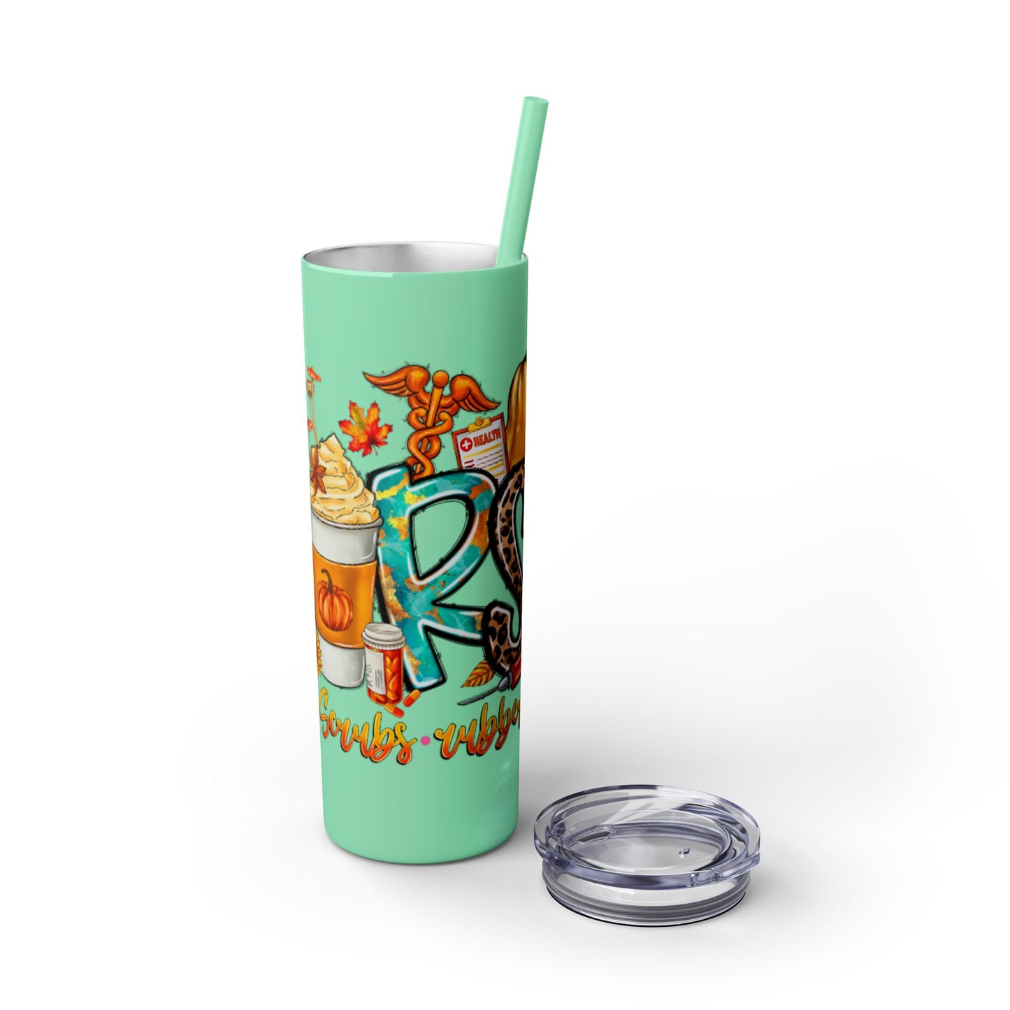 Fall Nurse Skinny Tumbler with Straw, 20oz