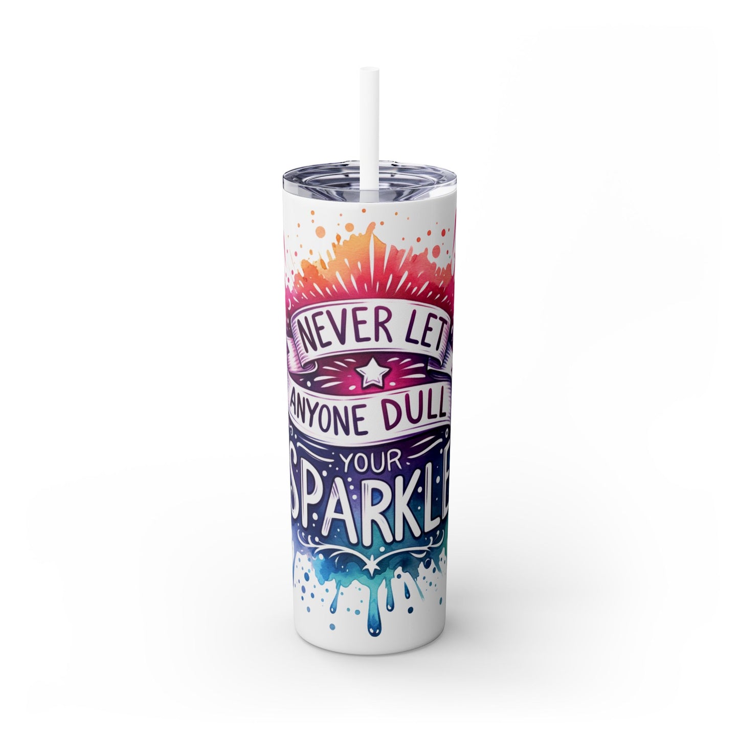 “Sparkle” Skinny Tumbler with Straw, 20oz