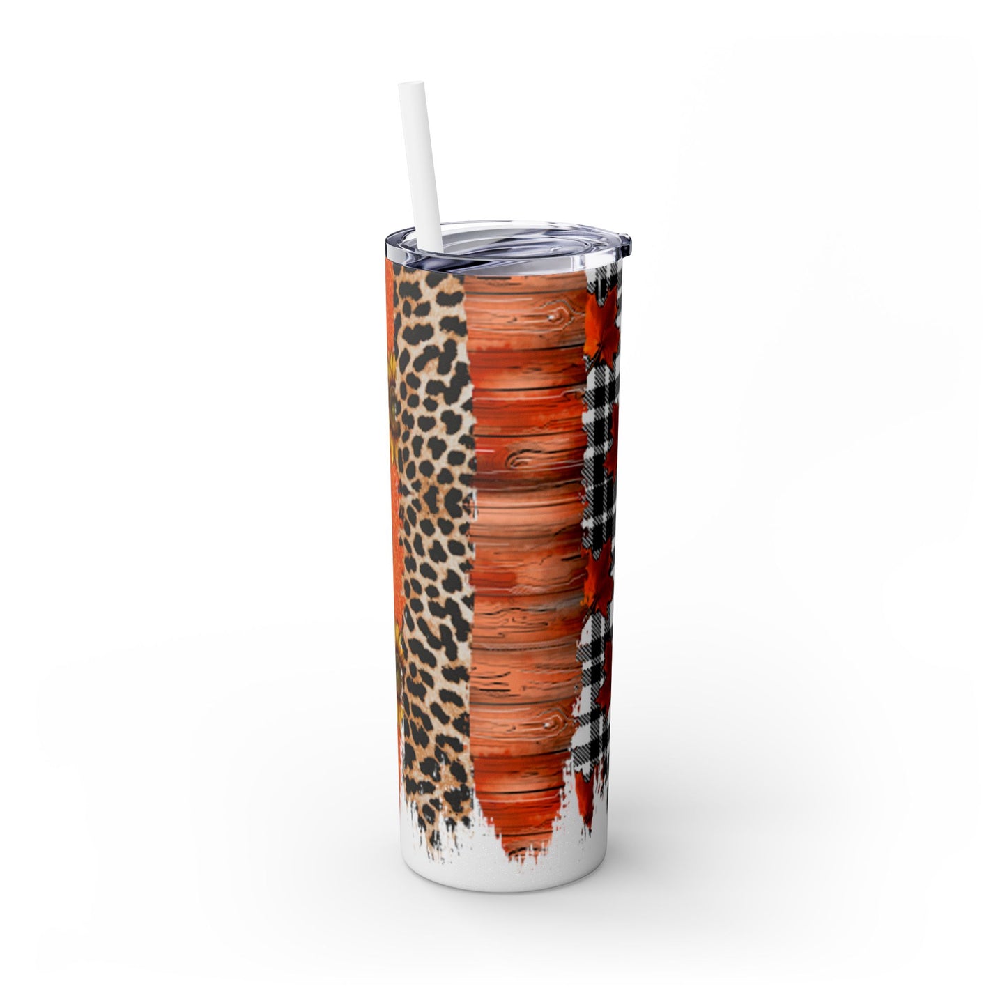 Fall Brush Stroke Skinny Tumbler with Straw, 20oz