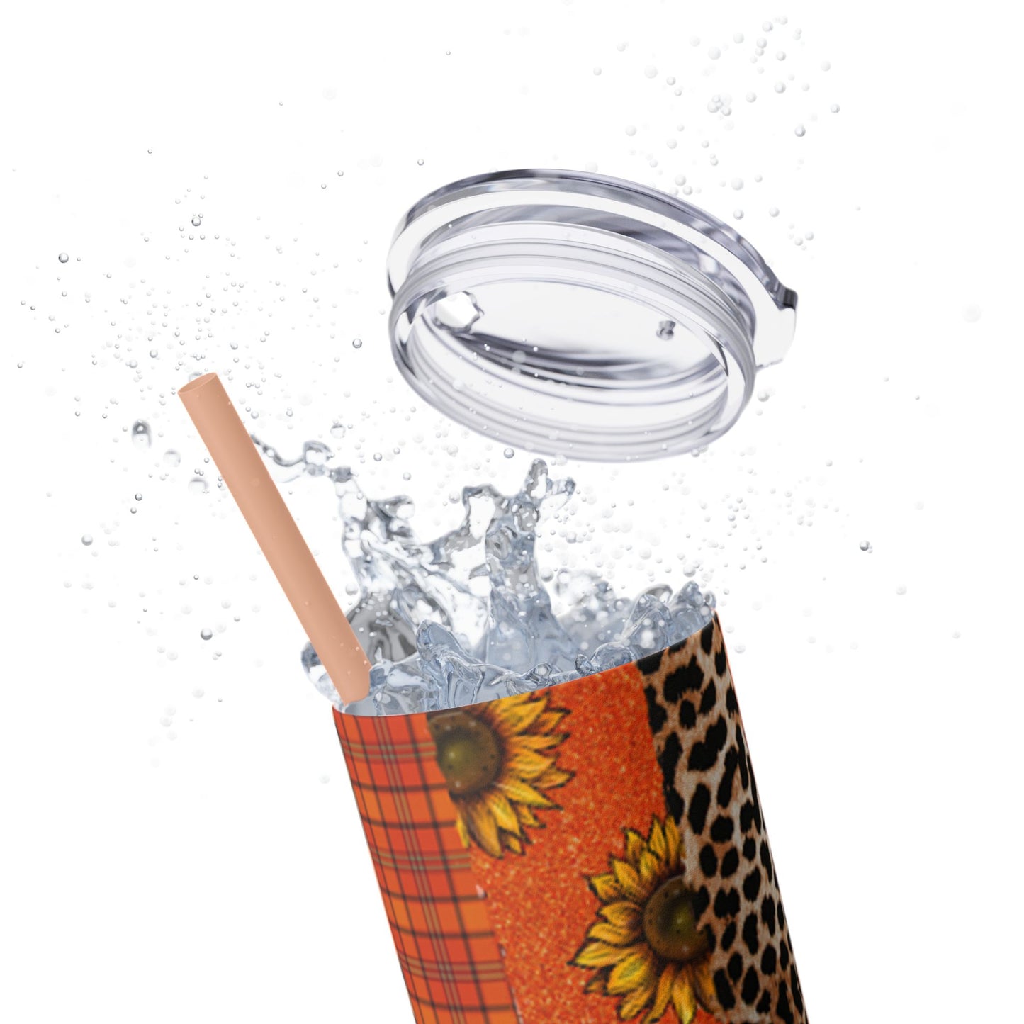 Fall Brush Stroke Skinny Tumbler with Straw, 20oz