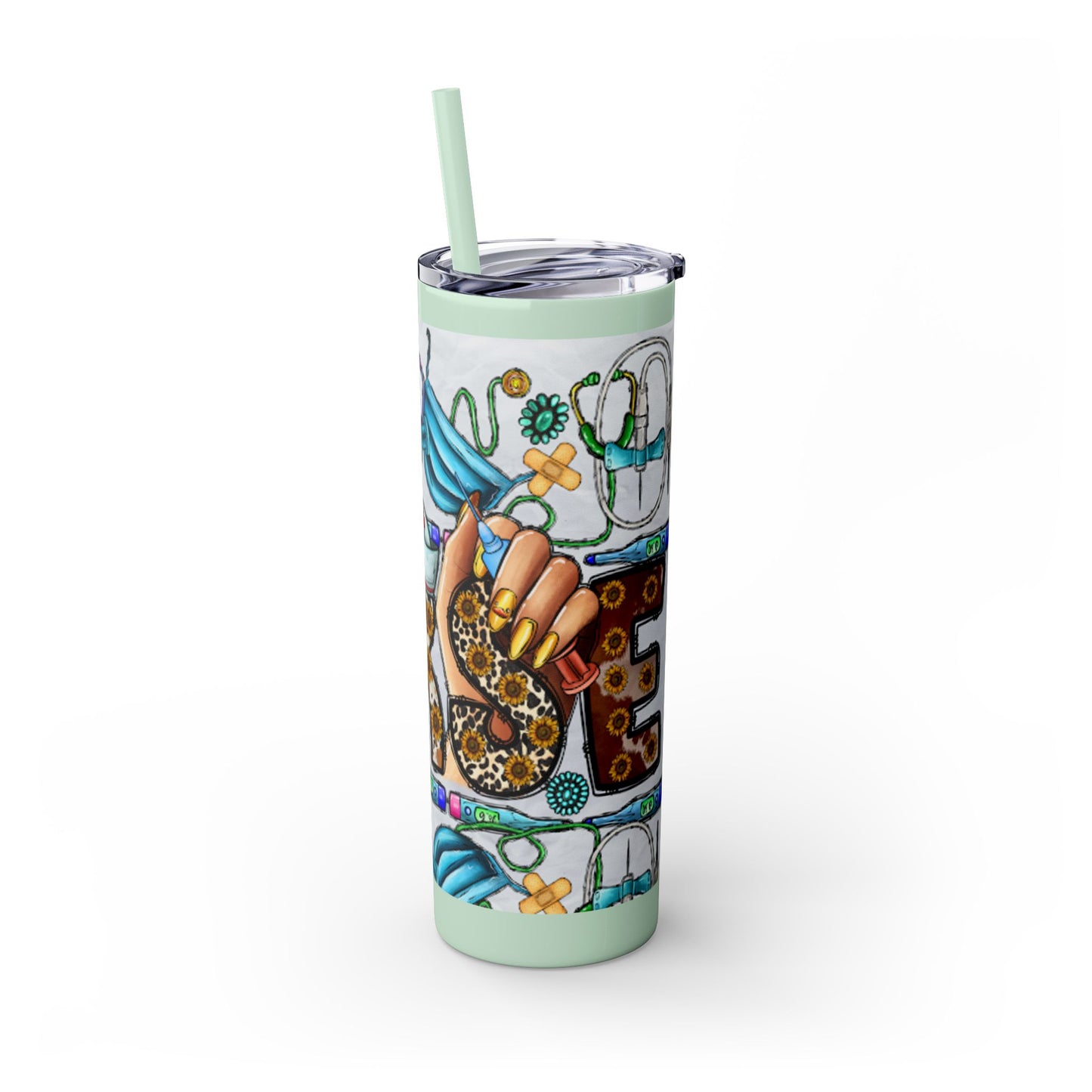 Nurse Skinny Tumbler with Straw, 20oz