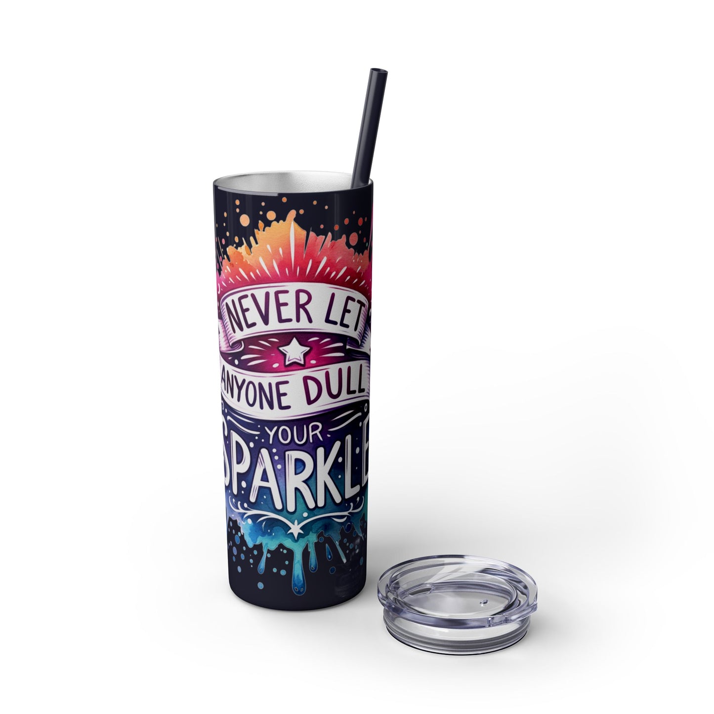 “Sparkle” Skinny Tumbler with Straw, 20oz