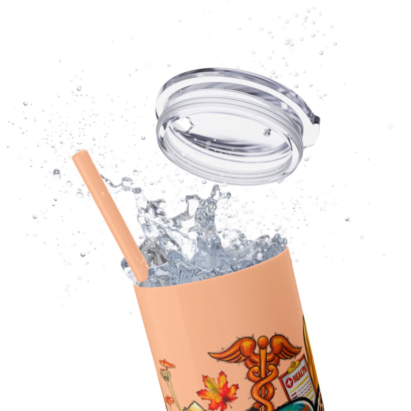 Fall Nurse Skinny Tumbler with Straw, 20oz