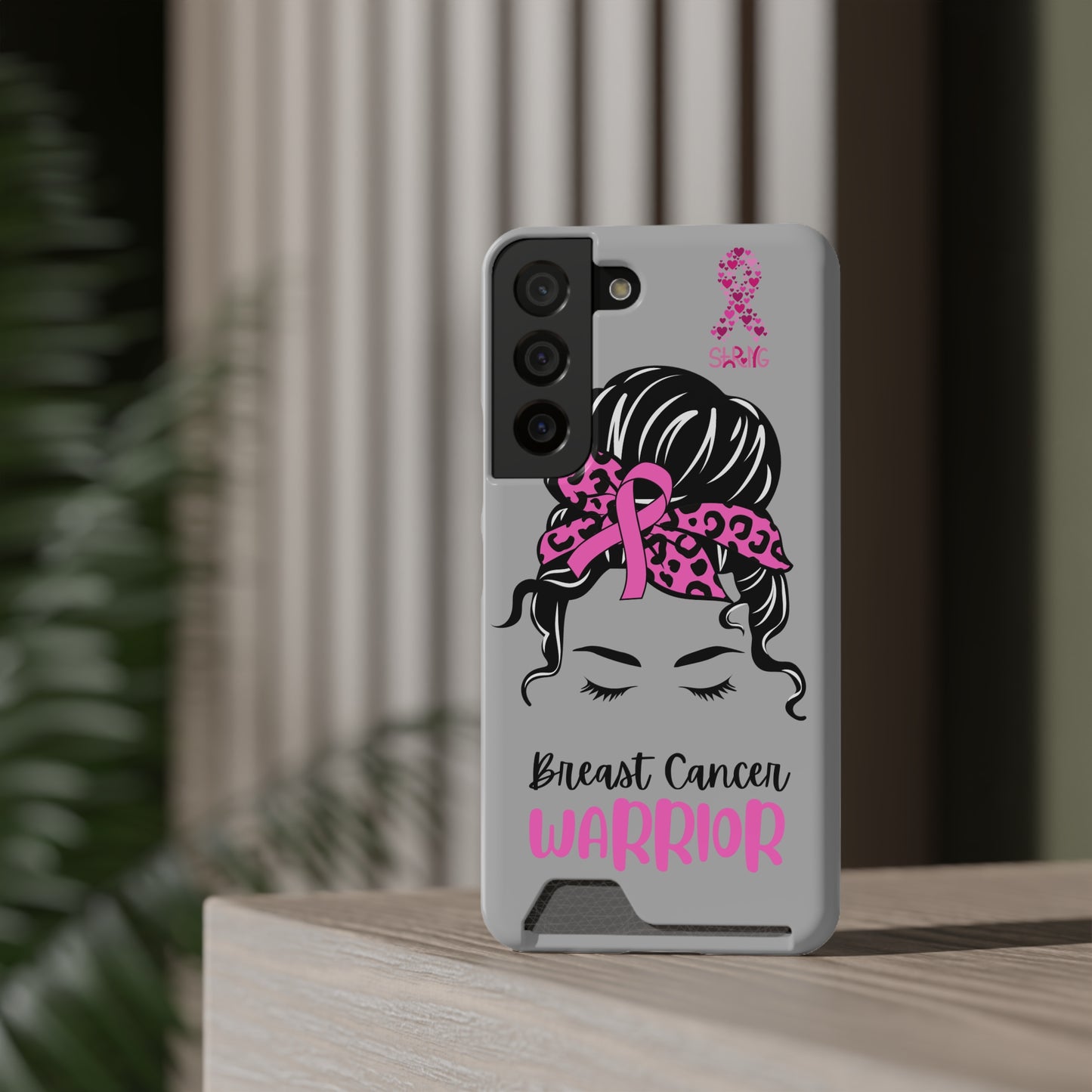 Breast Cancer Phone Case With Card Holder