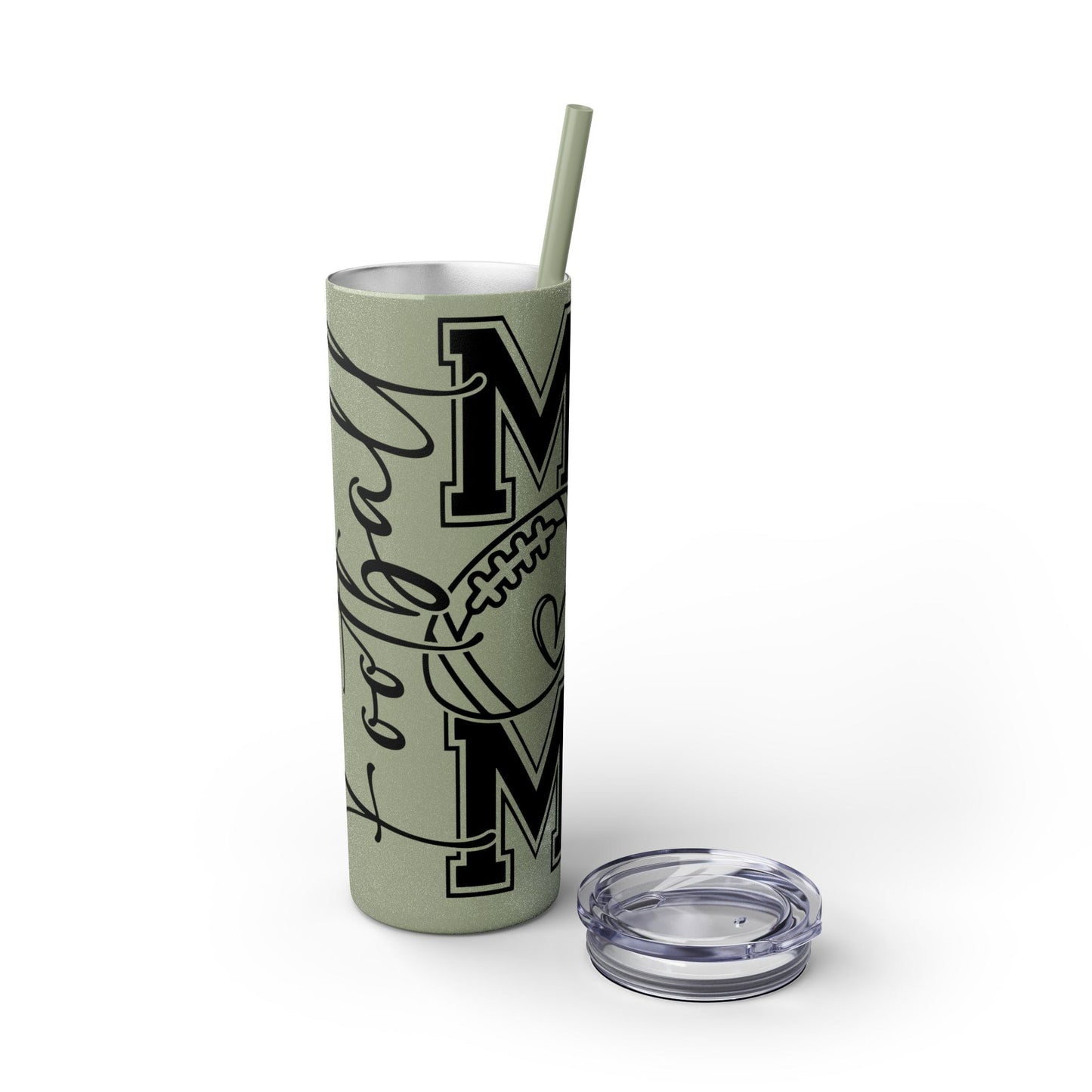 Football Mom Skinny Tumbler with Straw, 20oz