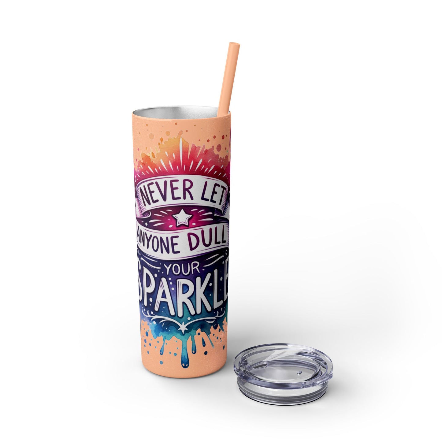 “Sparkle” Skinny Tumbler with Straw, 20oz