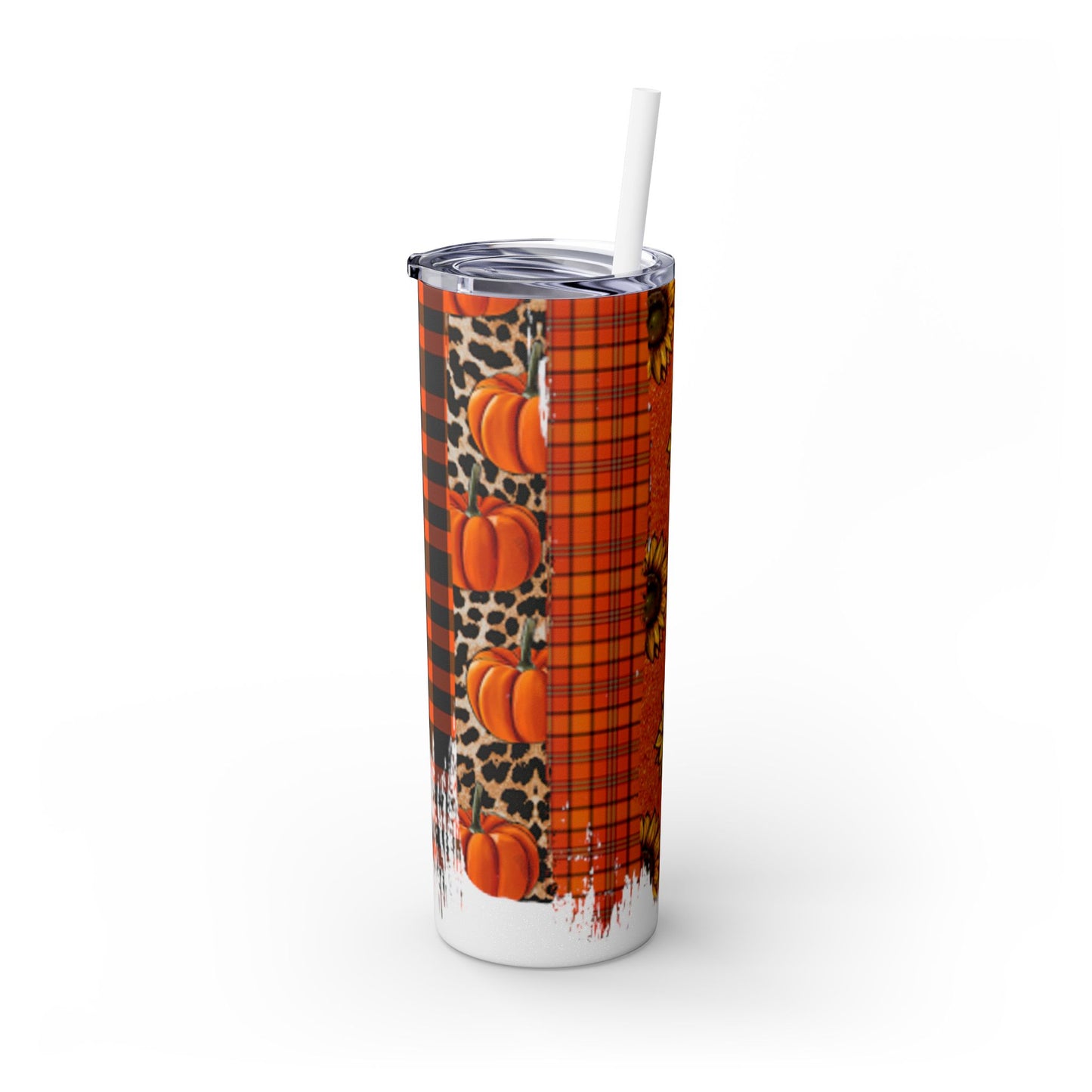 Fall Brush Stroke Skinny Tumbler with Straw, 20oz