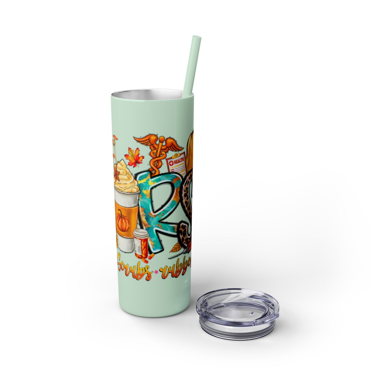 Fall Nurse Skinny Tumbler with Straw, 20oz