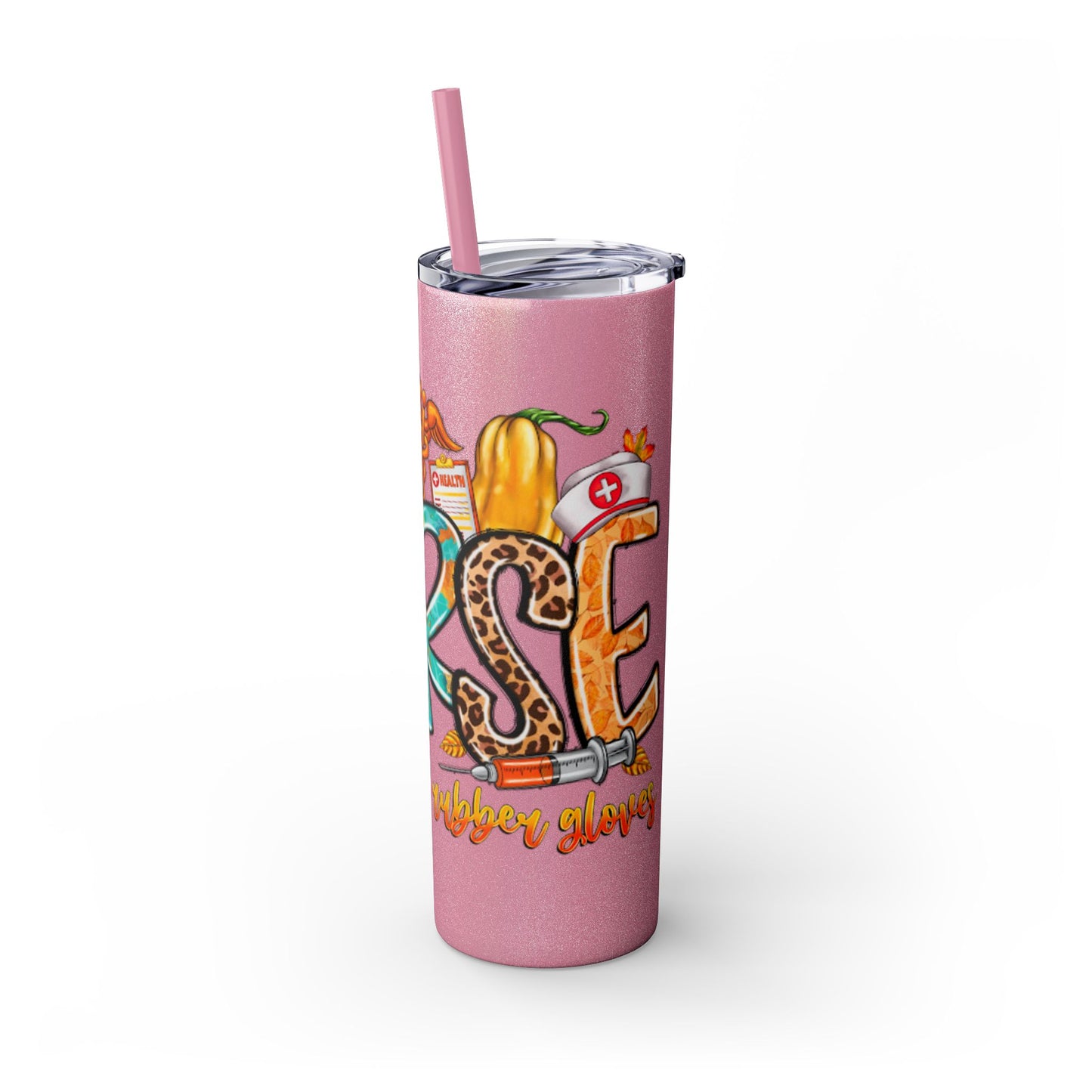 Fall Nurse Skinny Tumbler with Straw, 20oz