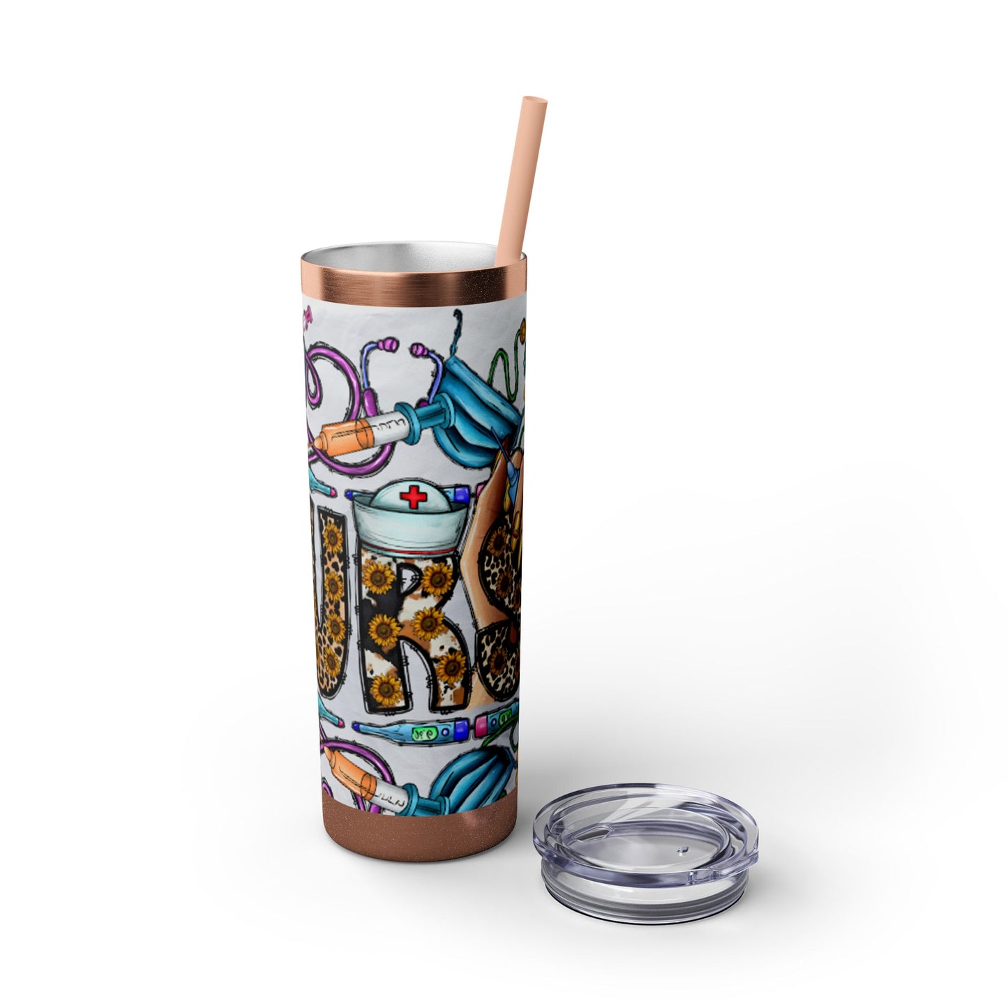 Nurse Skinny Tumbler with Straw, 20oz