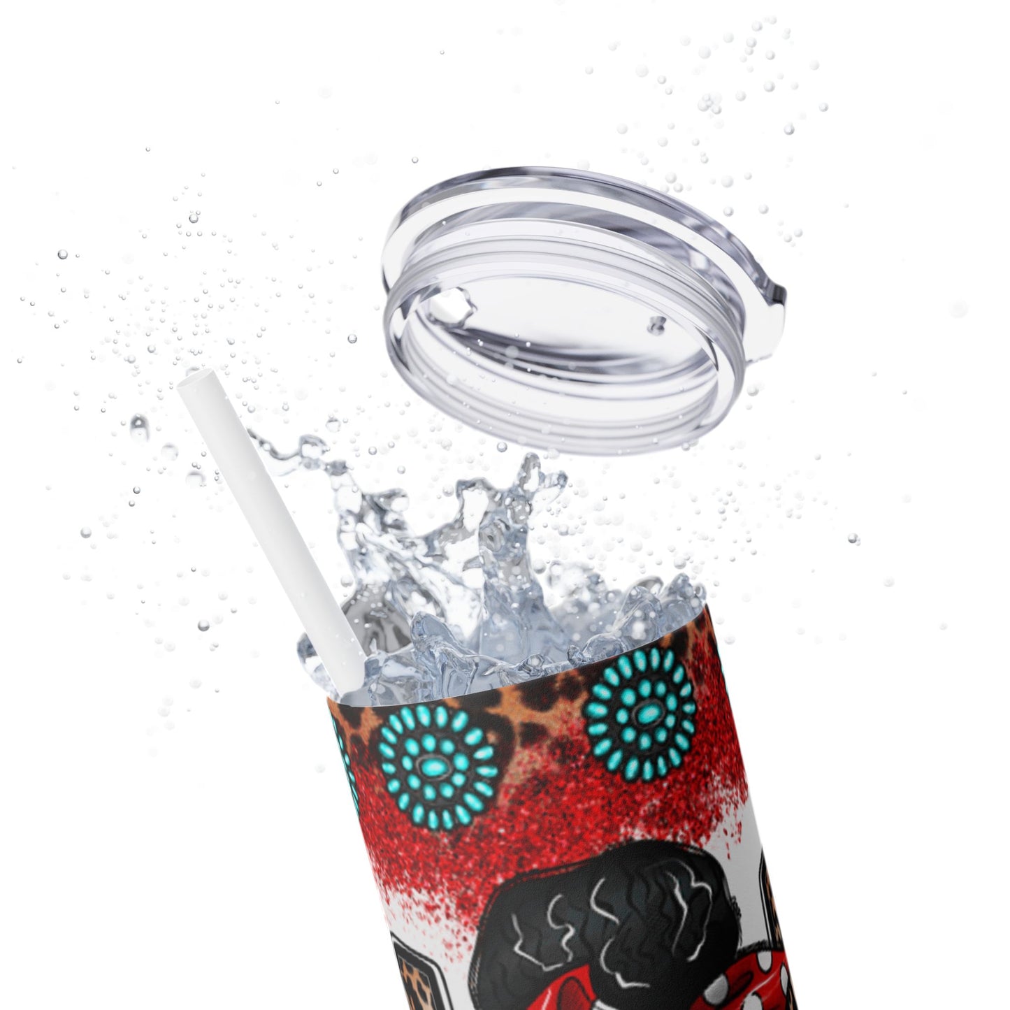 Skull Mom Skinny Tumbler with Straw, 20oz