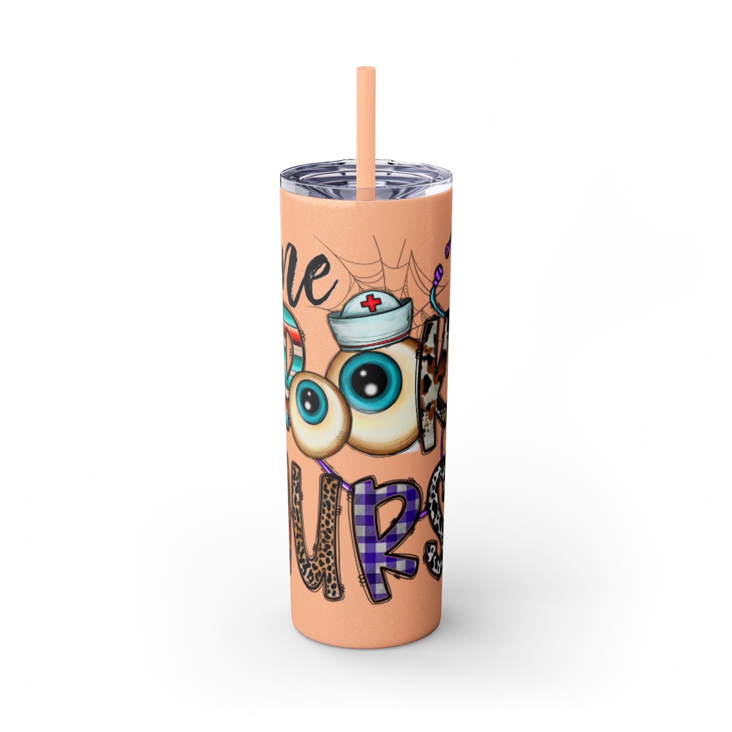 Spooky Nurse Skinny Tumbler with Straw, 20oz