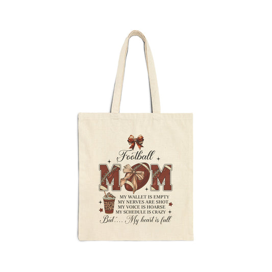 Football Mom Cotton Canvas Tote Bag