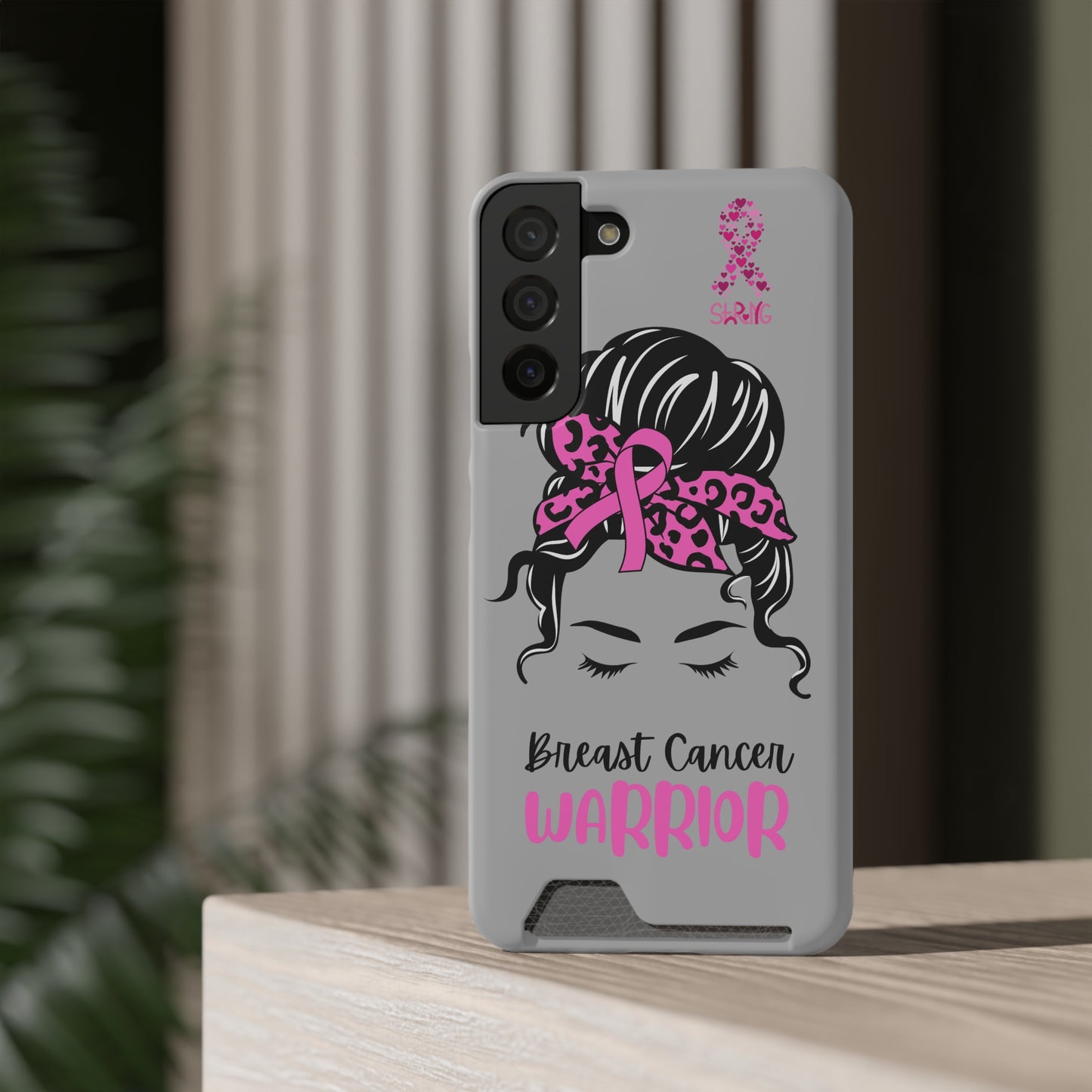 Breast Cancer Phone Case With Card Holder