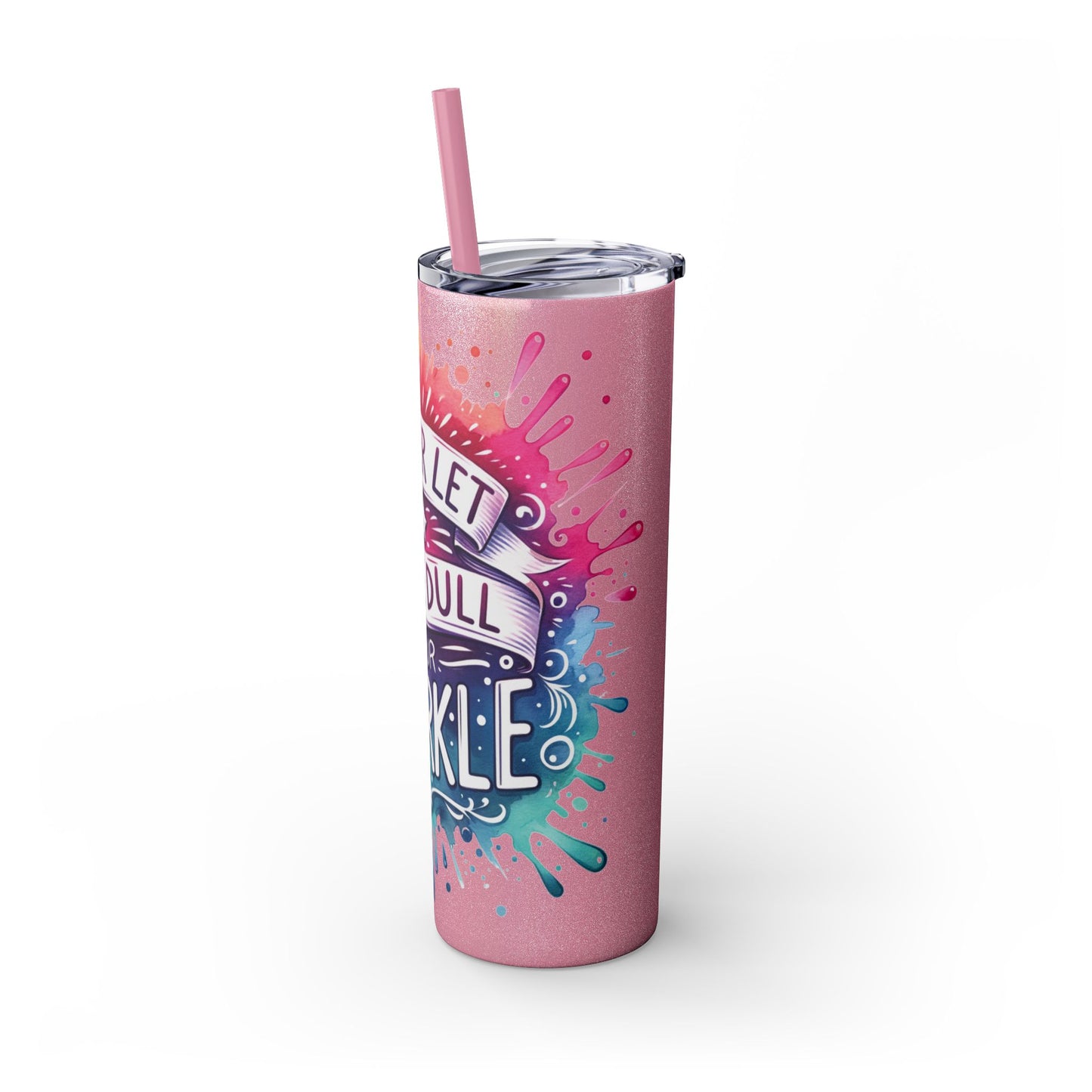 “Sparkle” Skinny Tumbler with Straw, 20oz