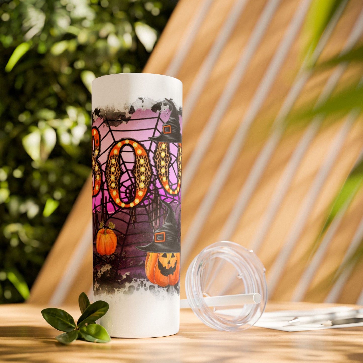 Halloween Boo Skinny Tumbler with Straw, 20oz