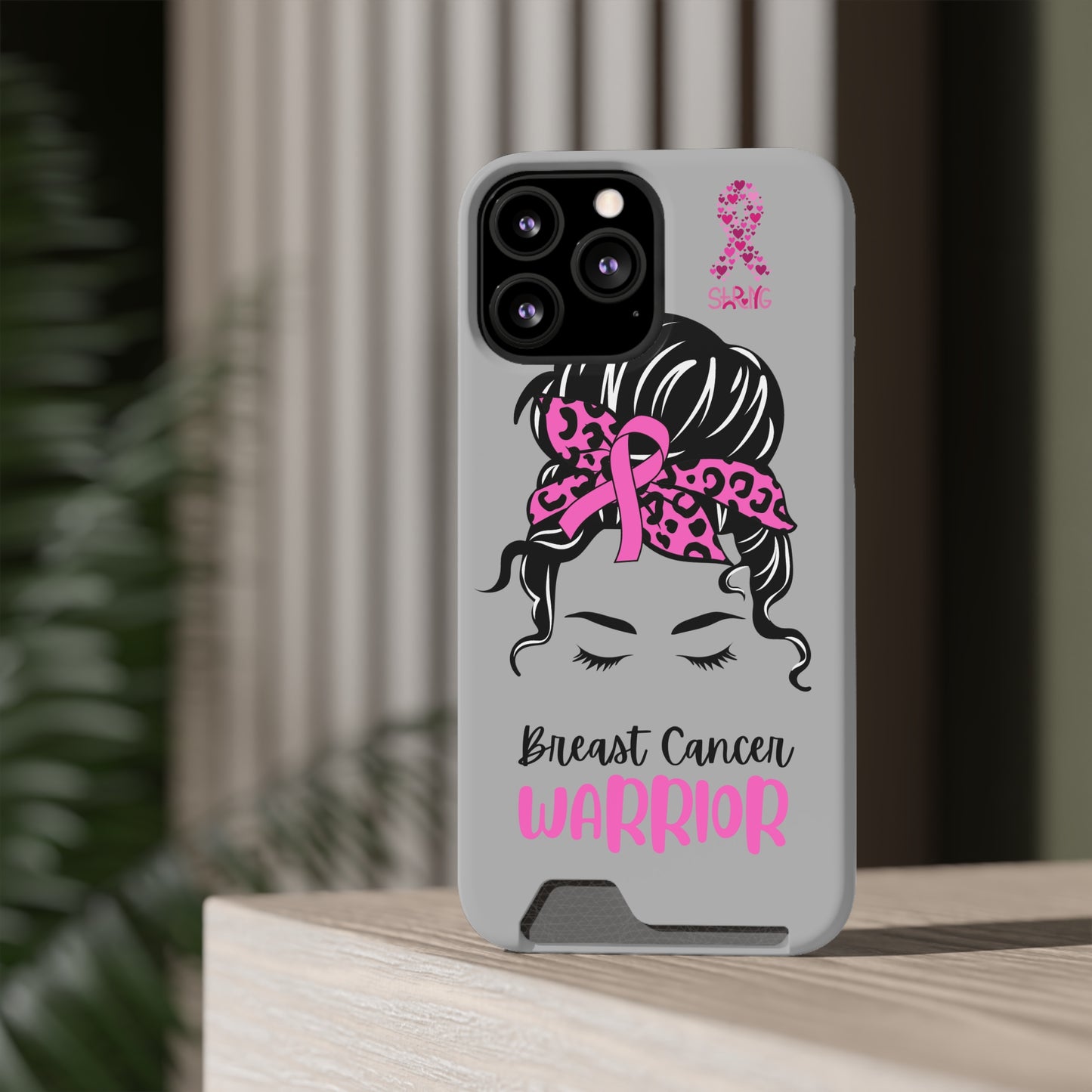 Breast Cancer Phone Case With Card Holder