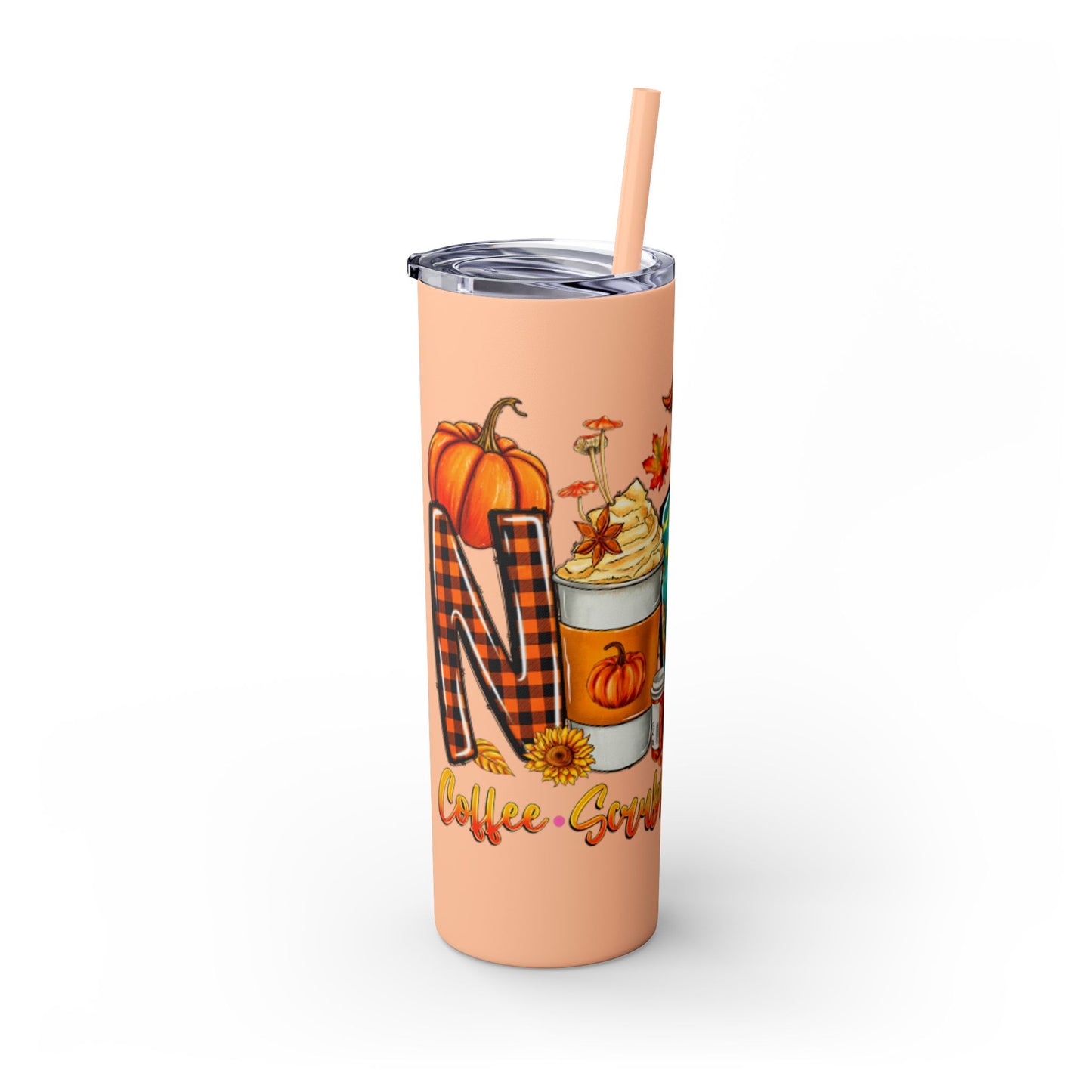 Fall Nurse Skinny Tumbler with Straw, 20oz