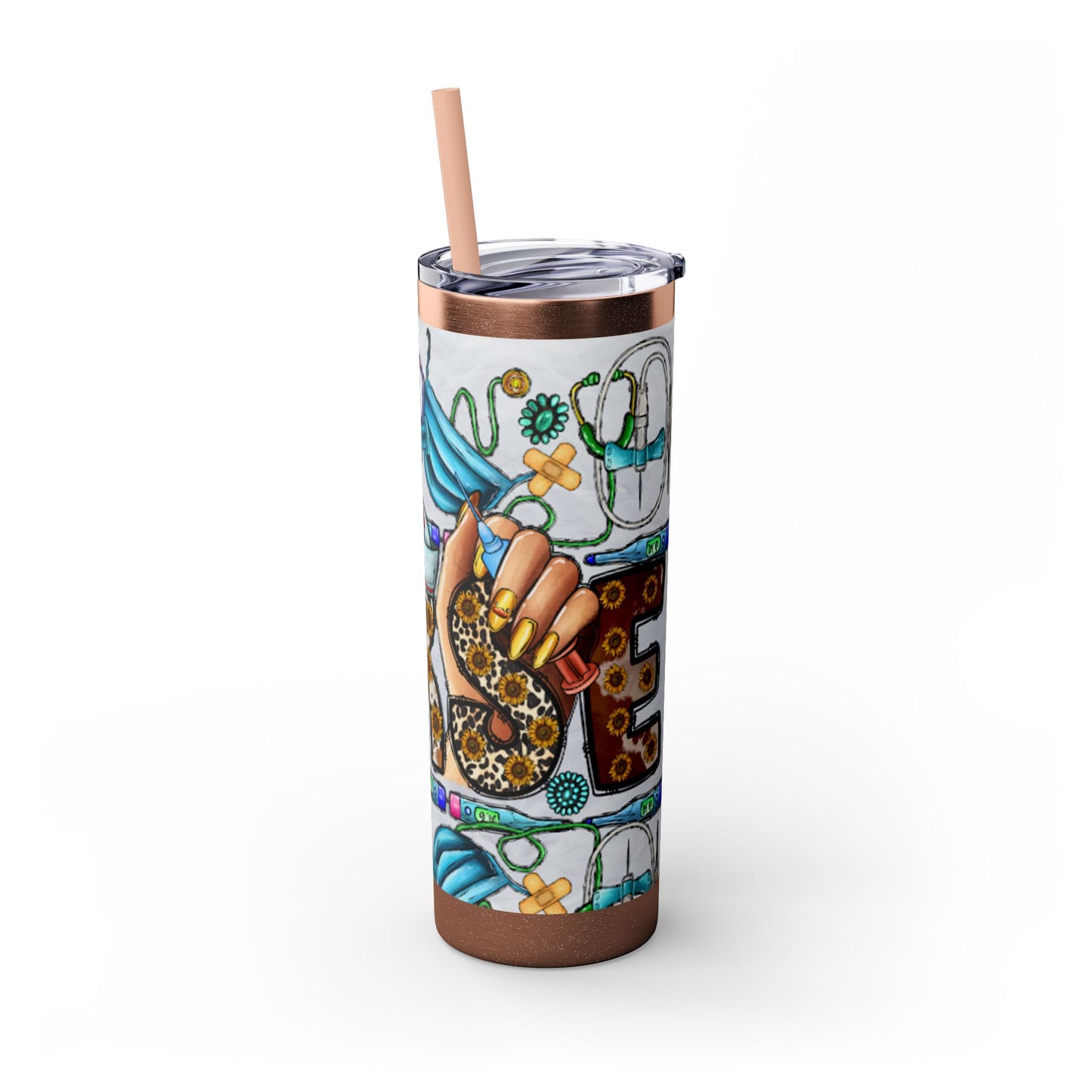 Nurse Skinny Tumbler with Straw, 20oz