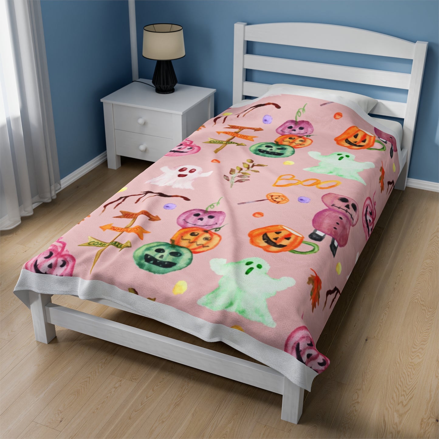 Pink Halloween Velveteen Plush Blanket