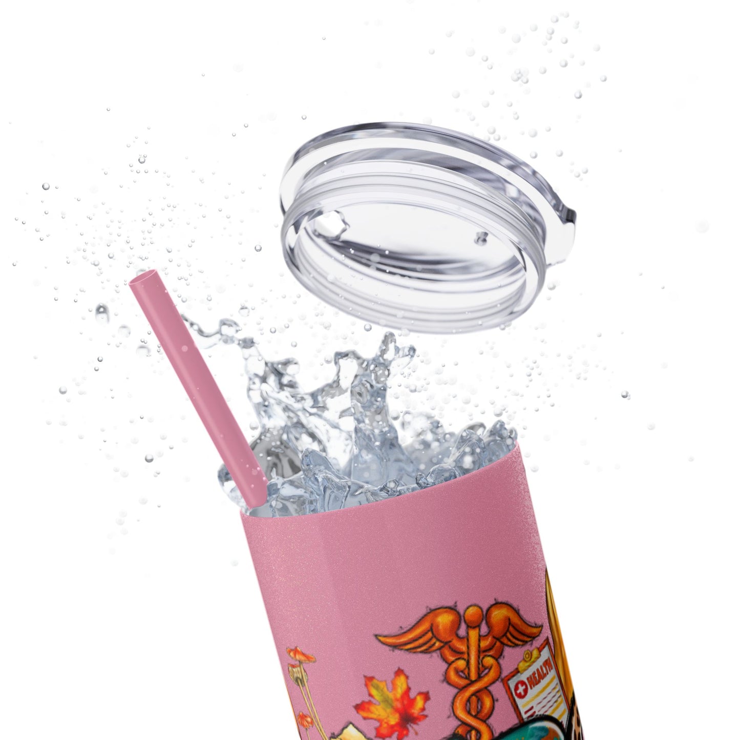 Fall Nurse Skinny Tumbler with Straw, 20oz