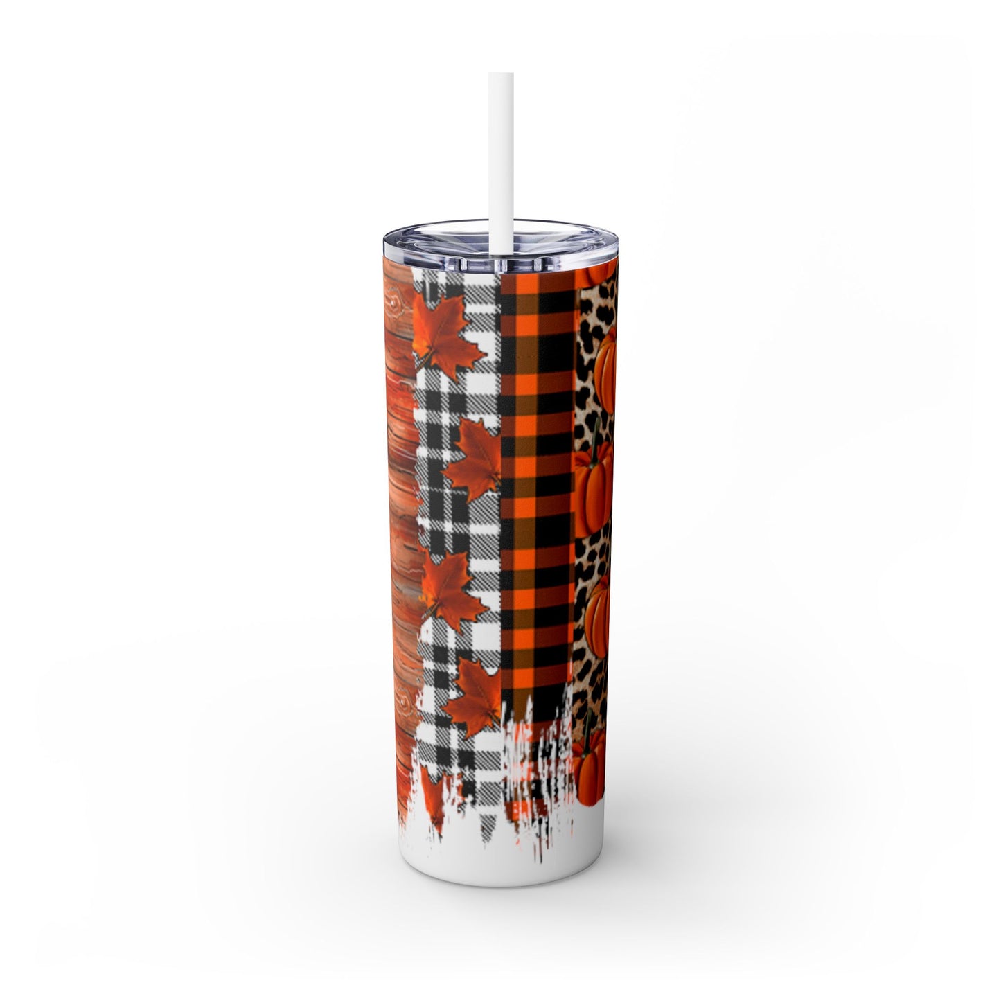 Fall Brush Stroke Skinny Tumbler with Straw, 20oz