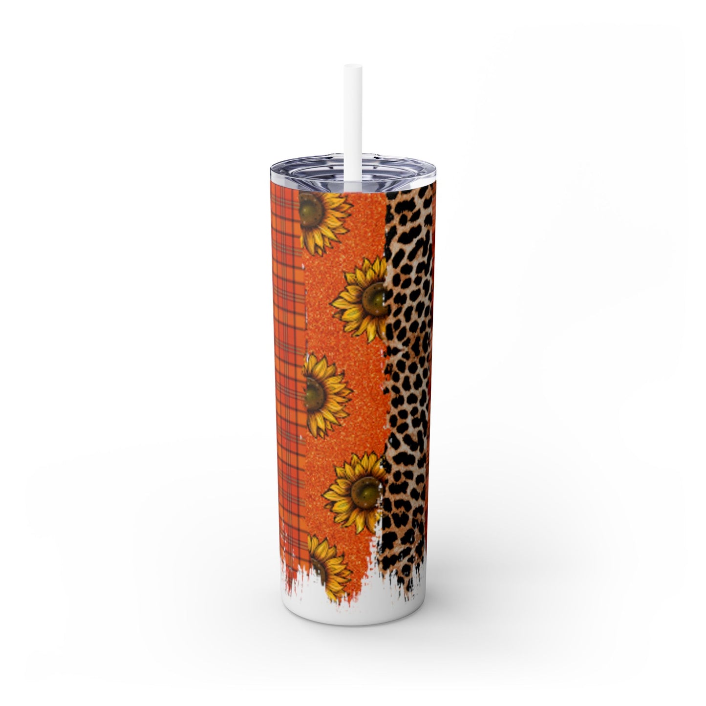 Fall Brush Stroke Skinny Tumbler with Straw, 20oz